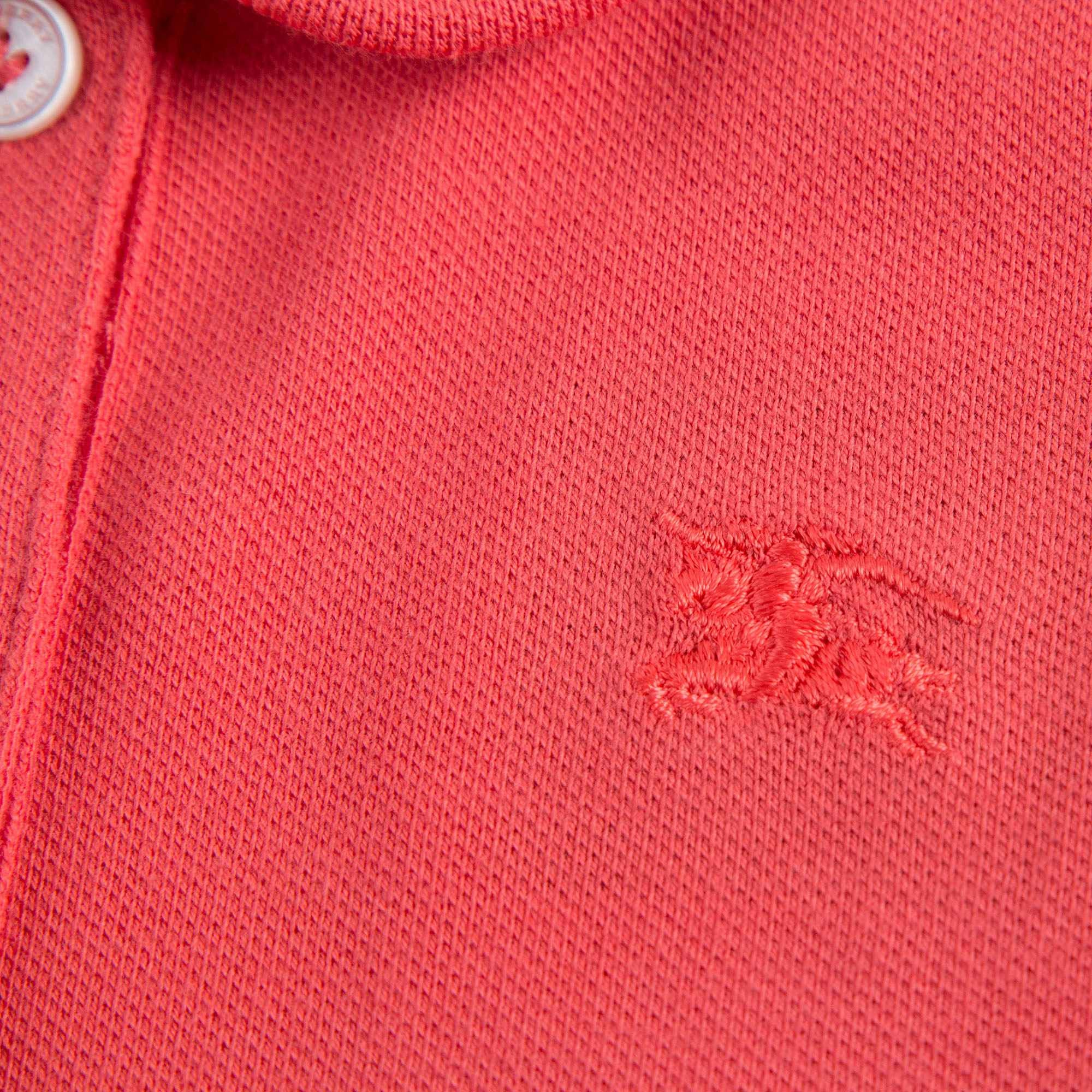 Baby Girls Pink Polo Shirt with Check Ruffle Sleeves