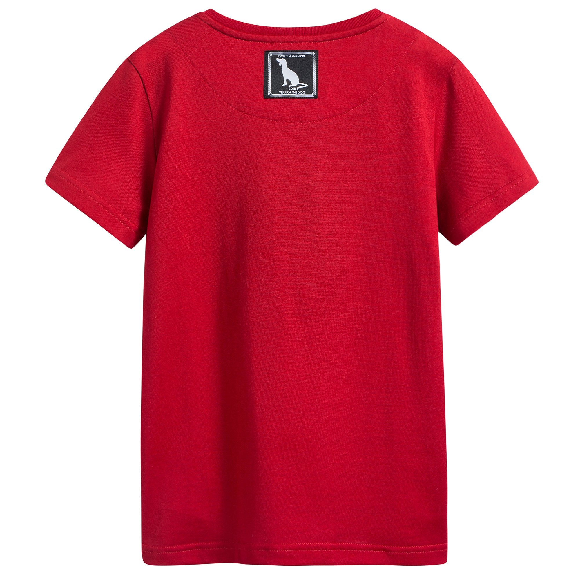 Girls & Boys Red Dog Cotton T-shirt