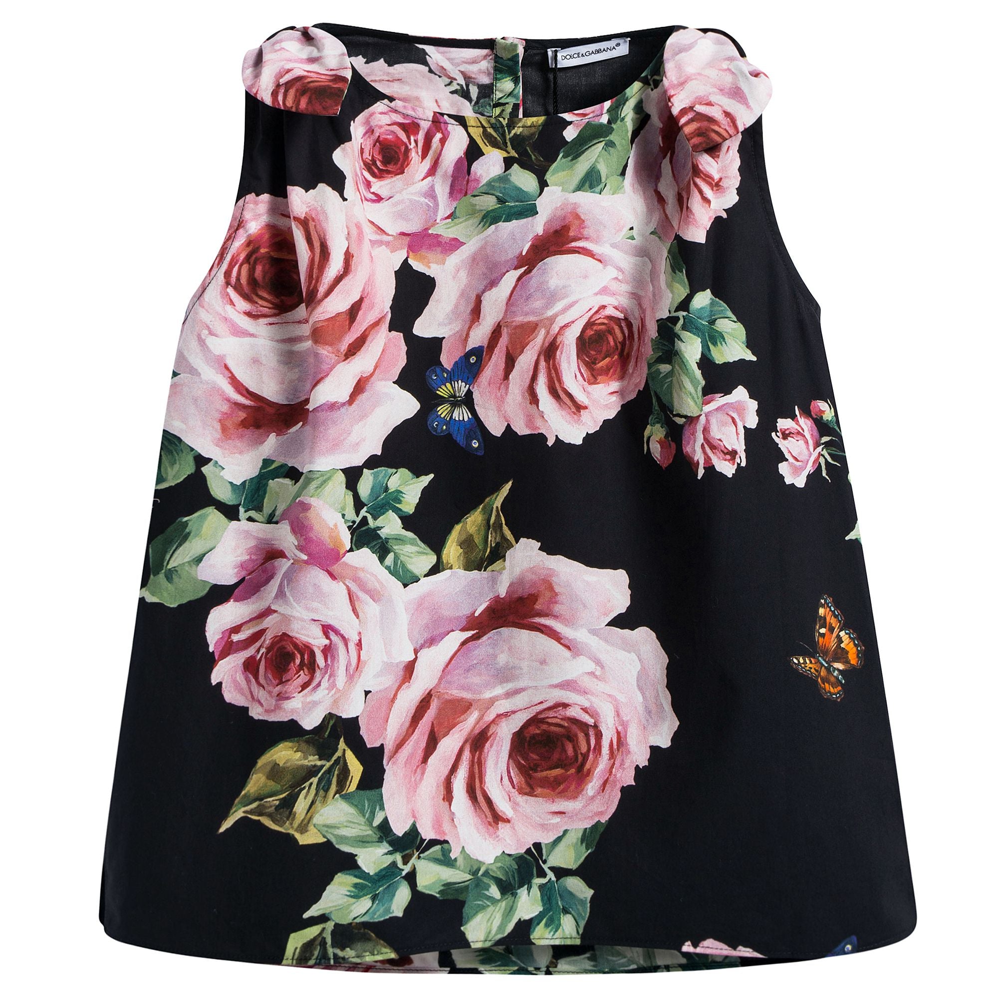 Girls Black Rose Cotton Top
