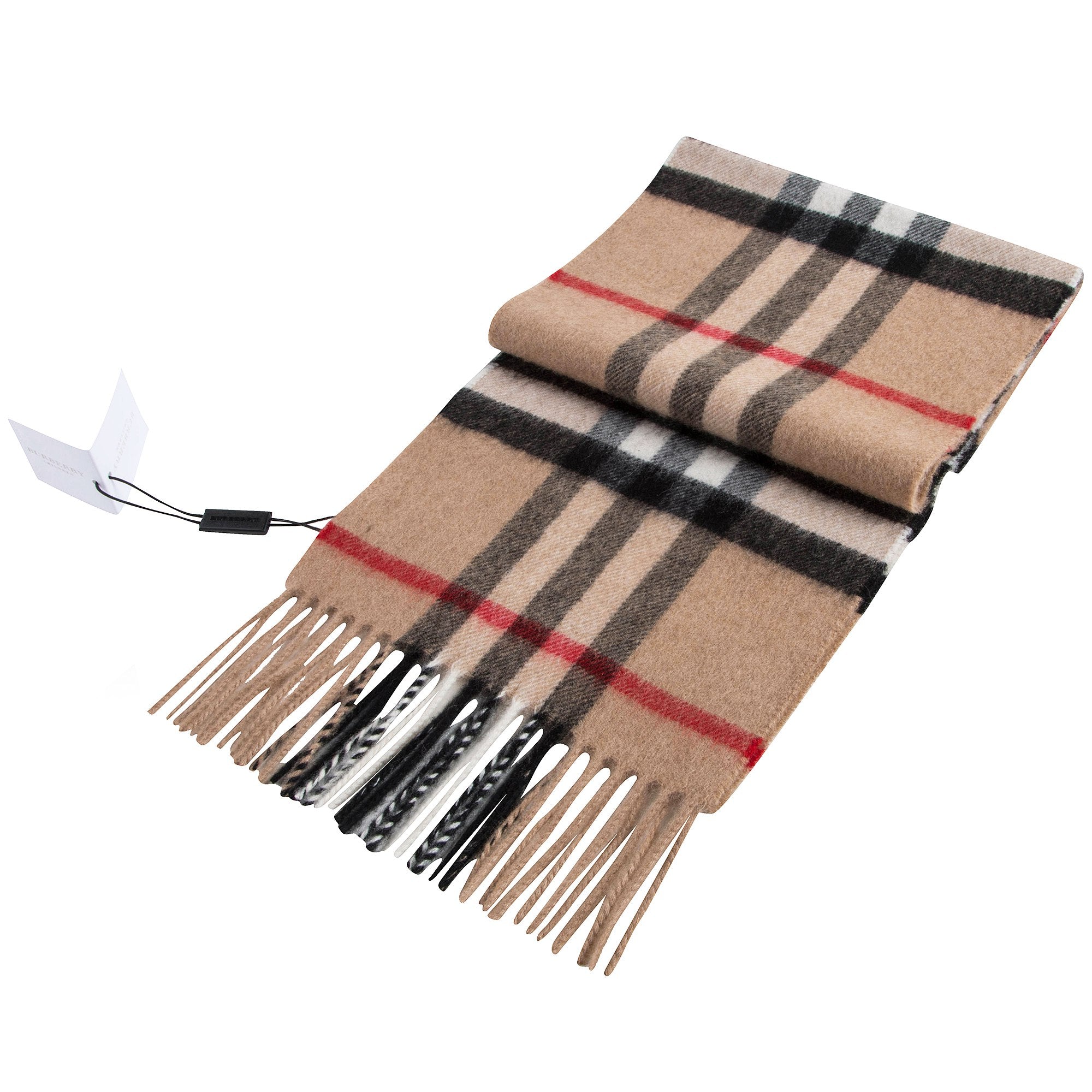 Girls Camel Check Cashmere Scarve