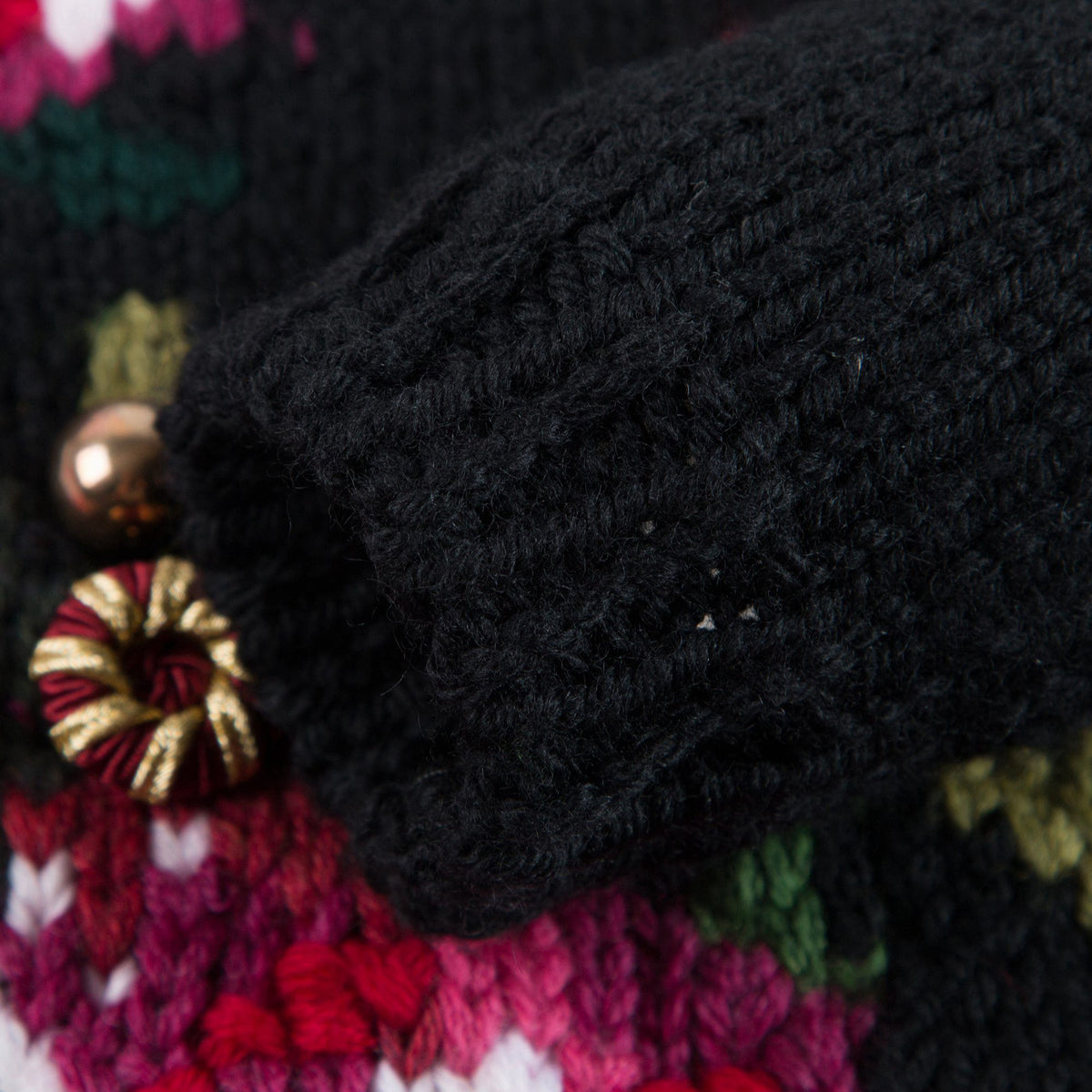 Baby Girls Black Flowers Printed Sweater