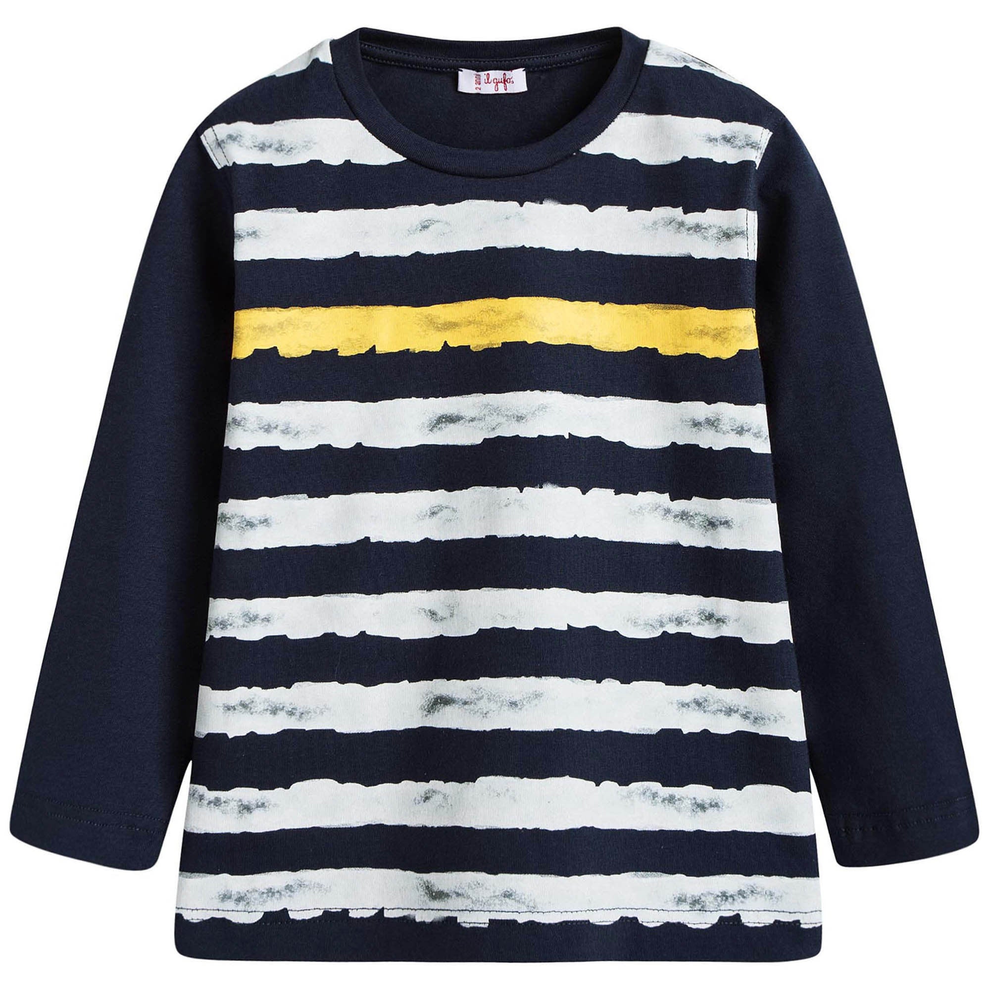 Boys Dark Blue & White Striped T-shirt