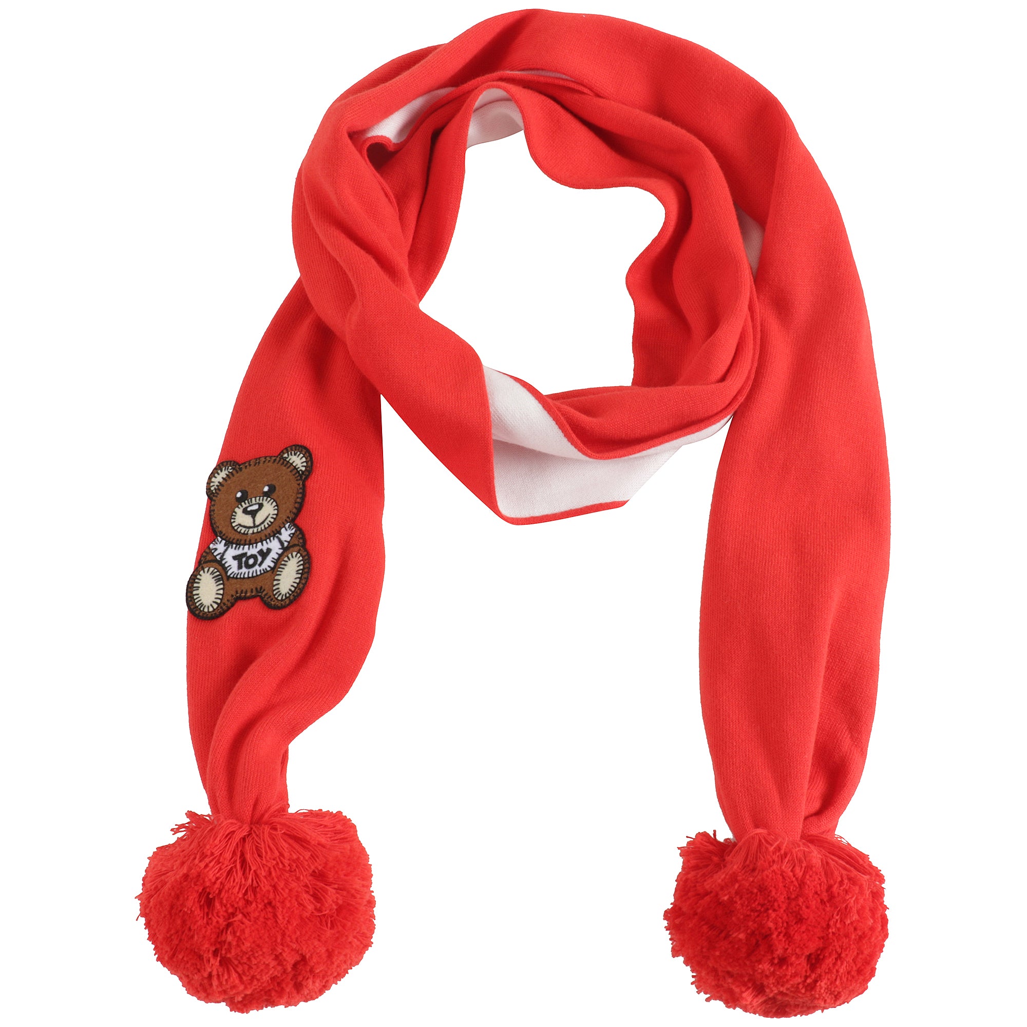 Boys & Girls Red Teddy Bear Cotton Scarf