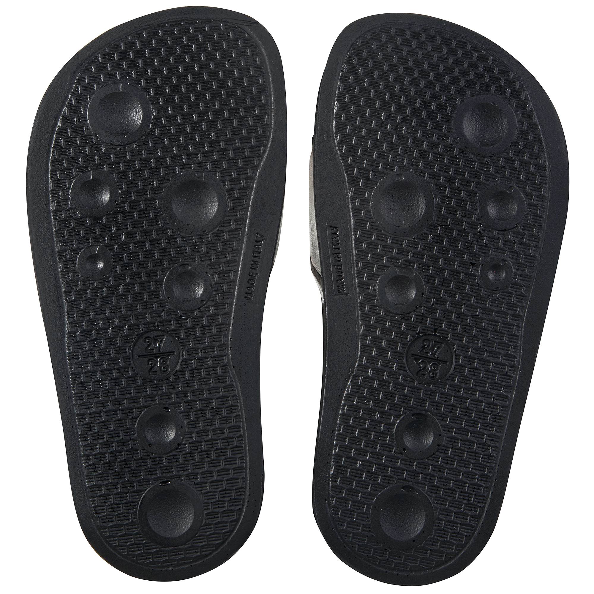 Girls & Boys Black Silver Logo Slippers