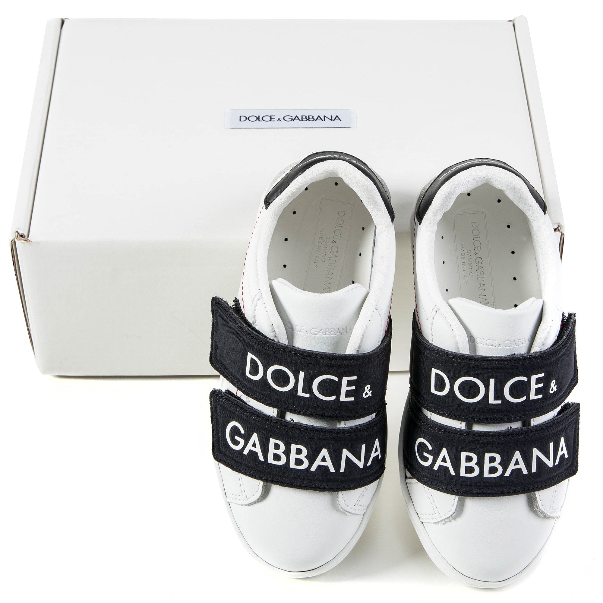 Girls & Boys White Black Logo Shoes