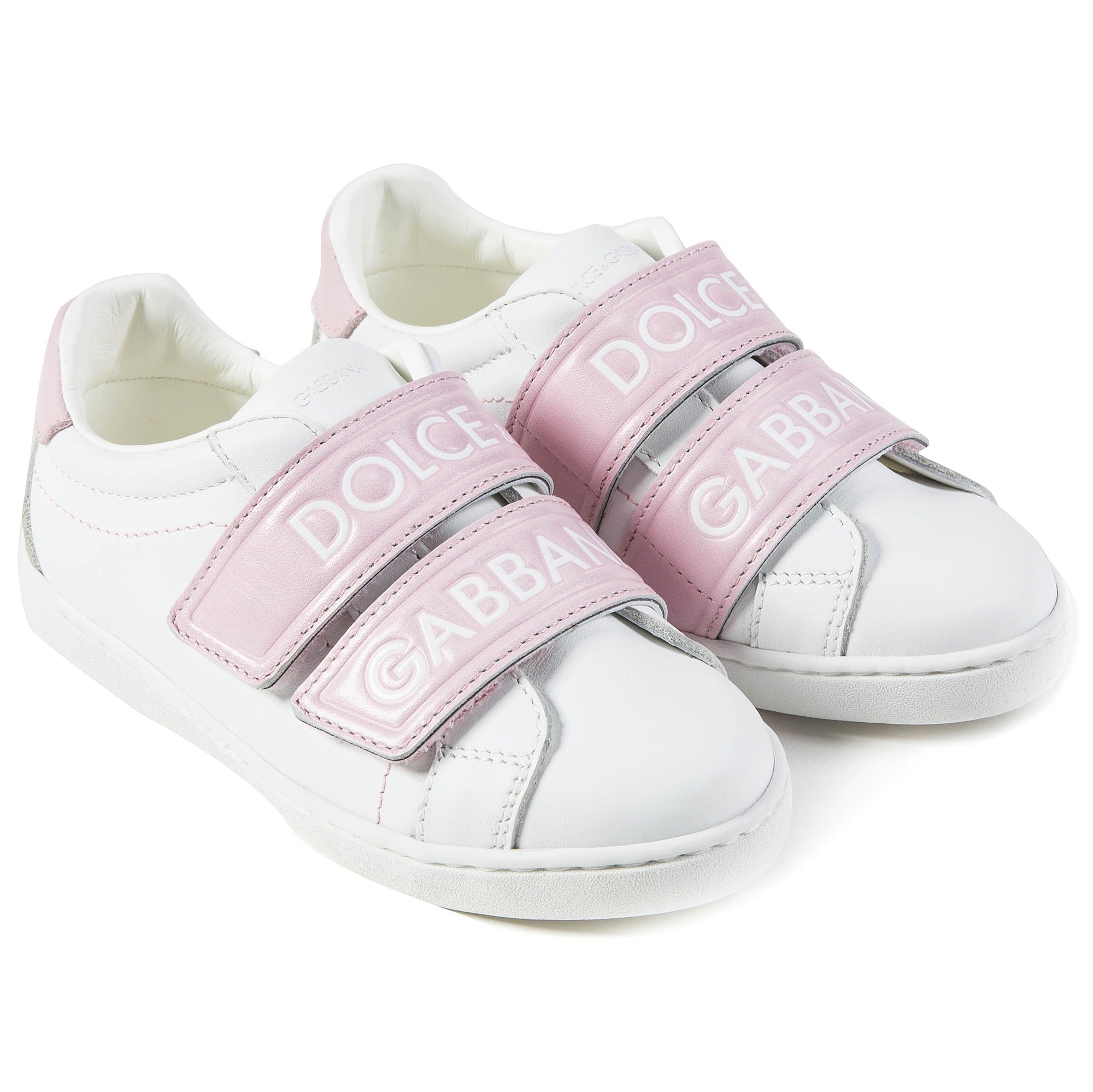 Girls White Pink Logo Shoes