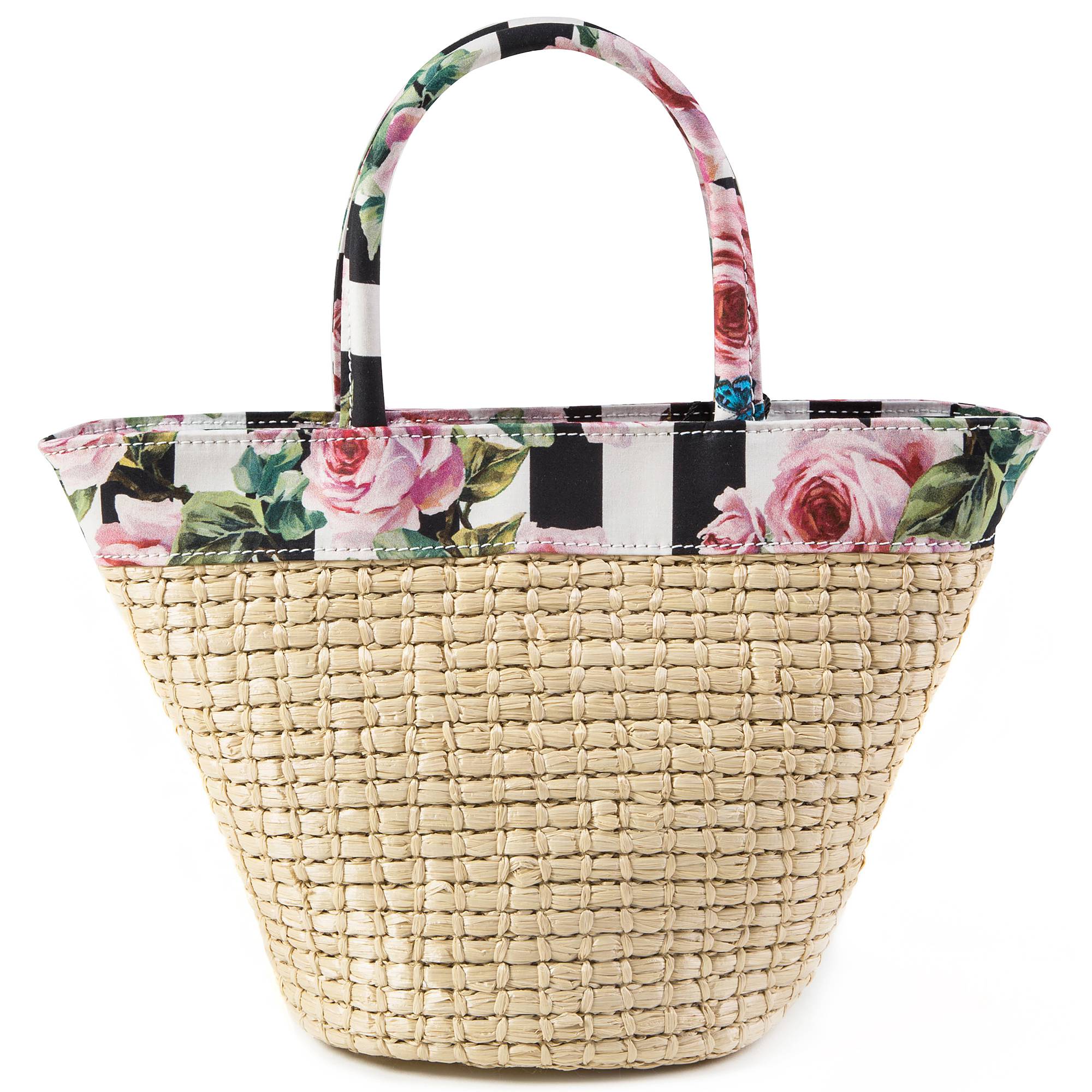 Girls Beige Rose Weave Handbag