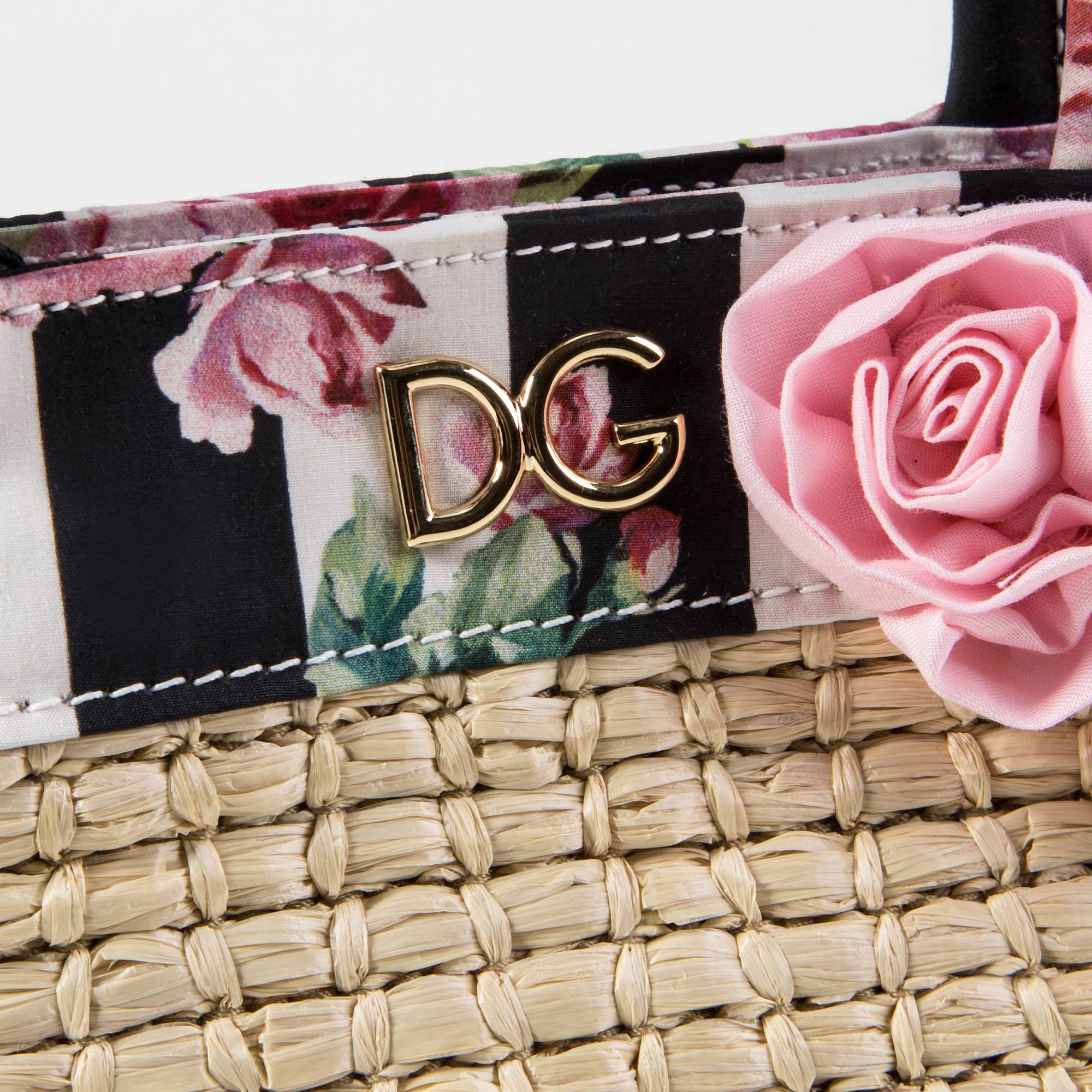 Girls Beige Rose Weave Handbag