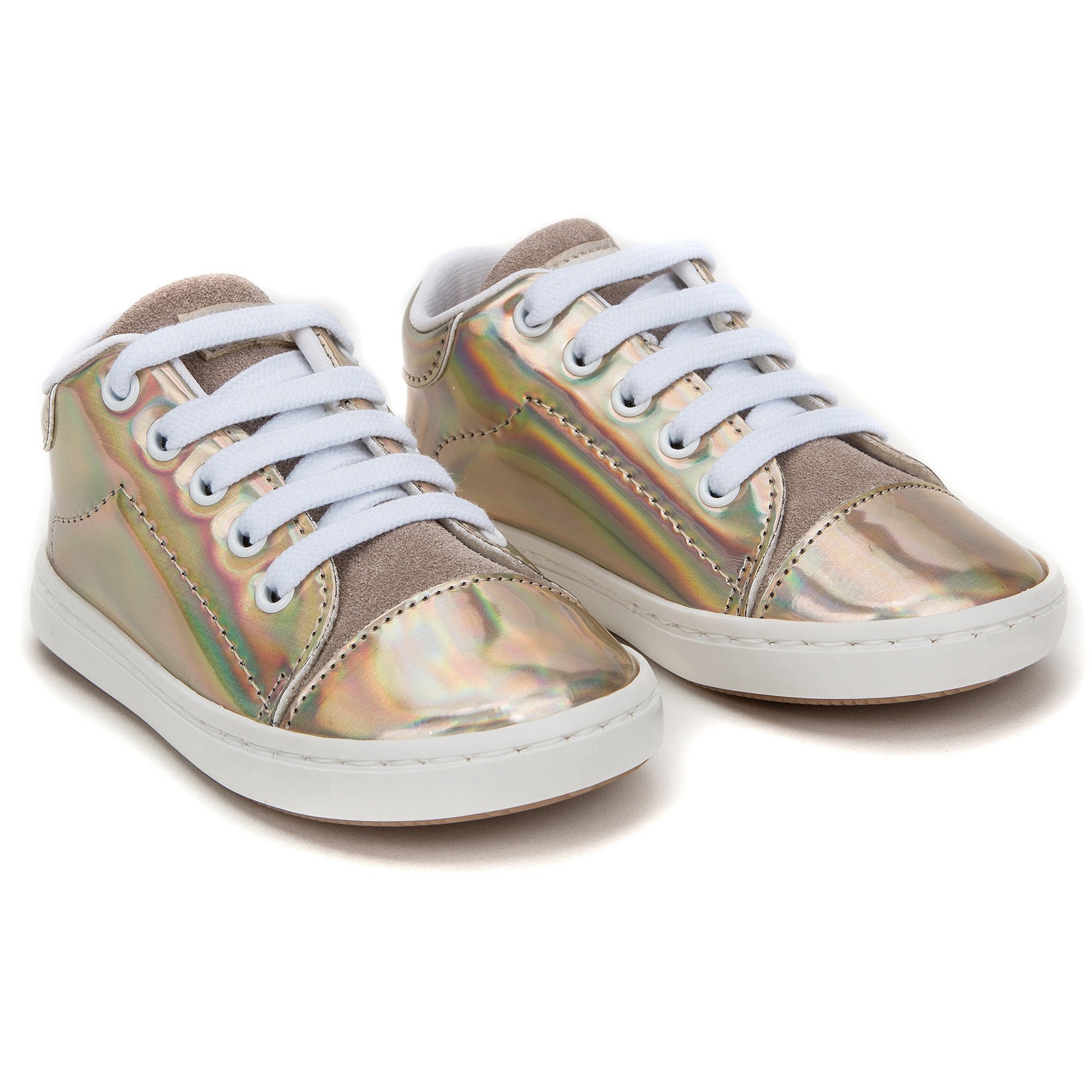 Girls Golden Mirror Leather Trainer