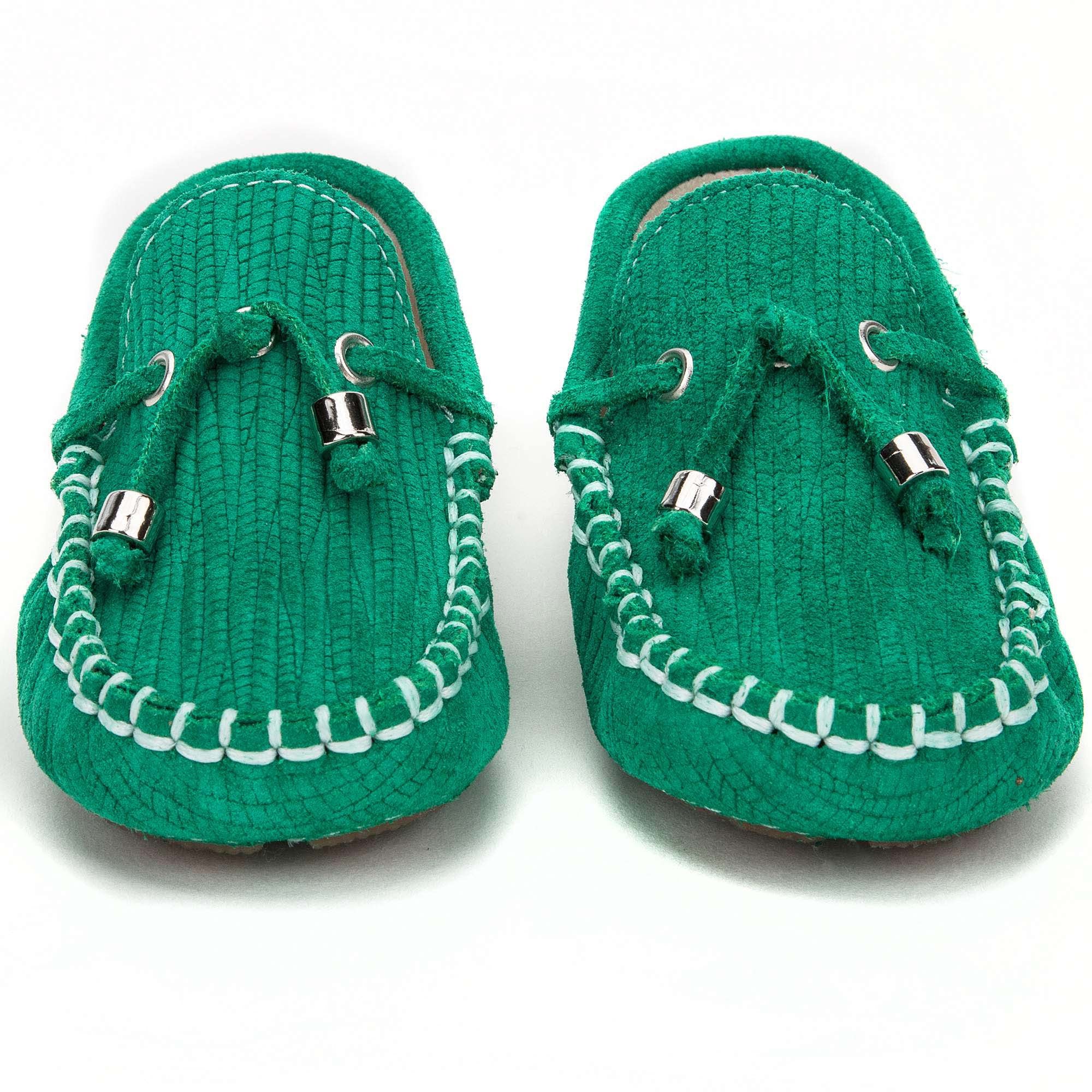Boys & Girls Green Suede Leather Tasselled Loafers