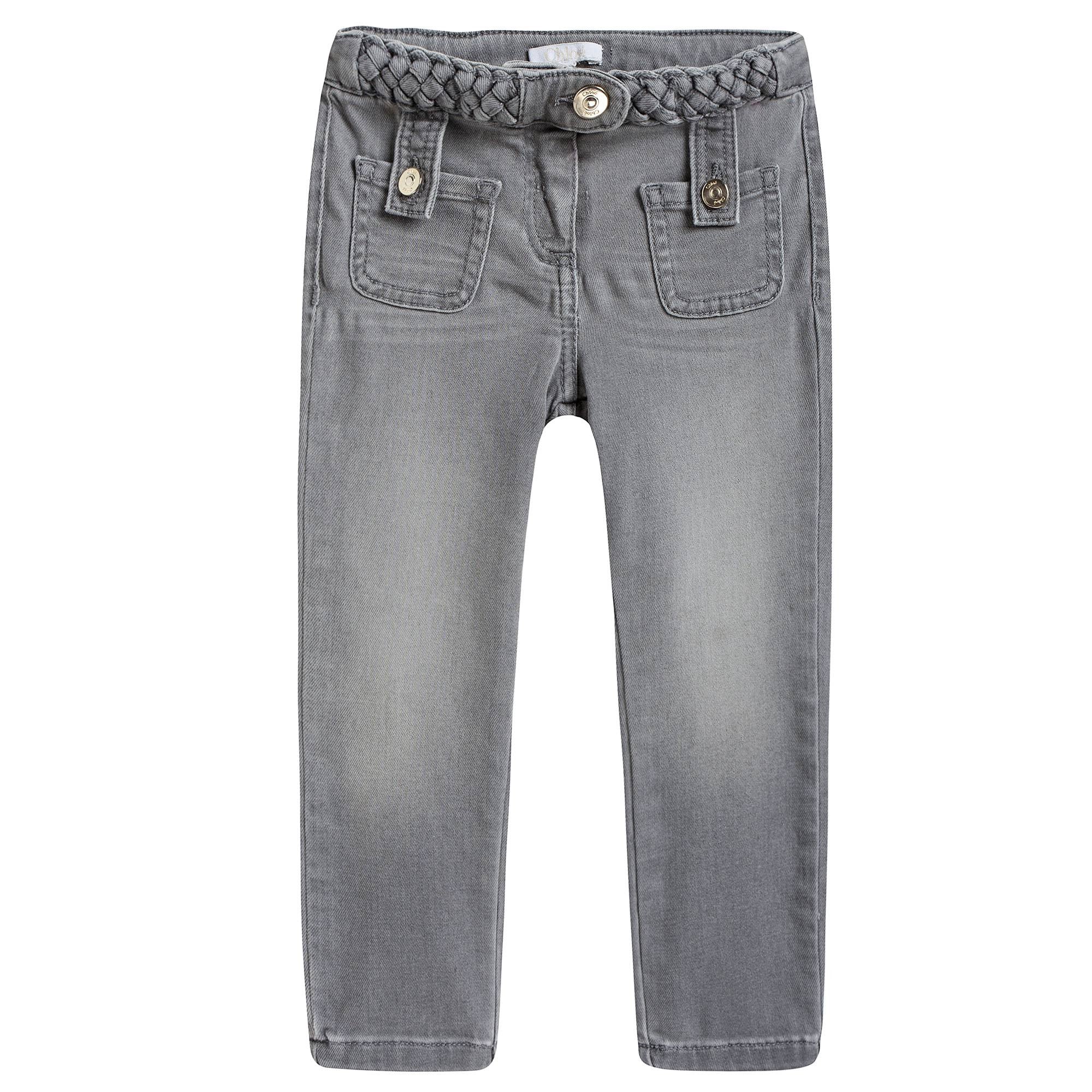 Girls Grey Braided Jeans