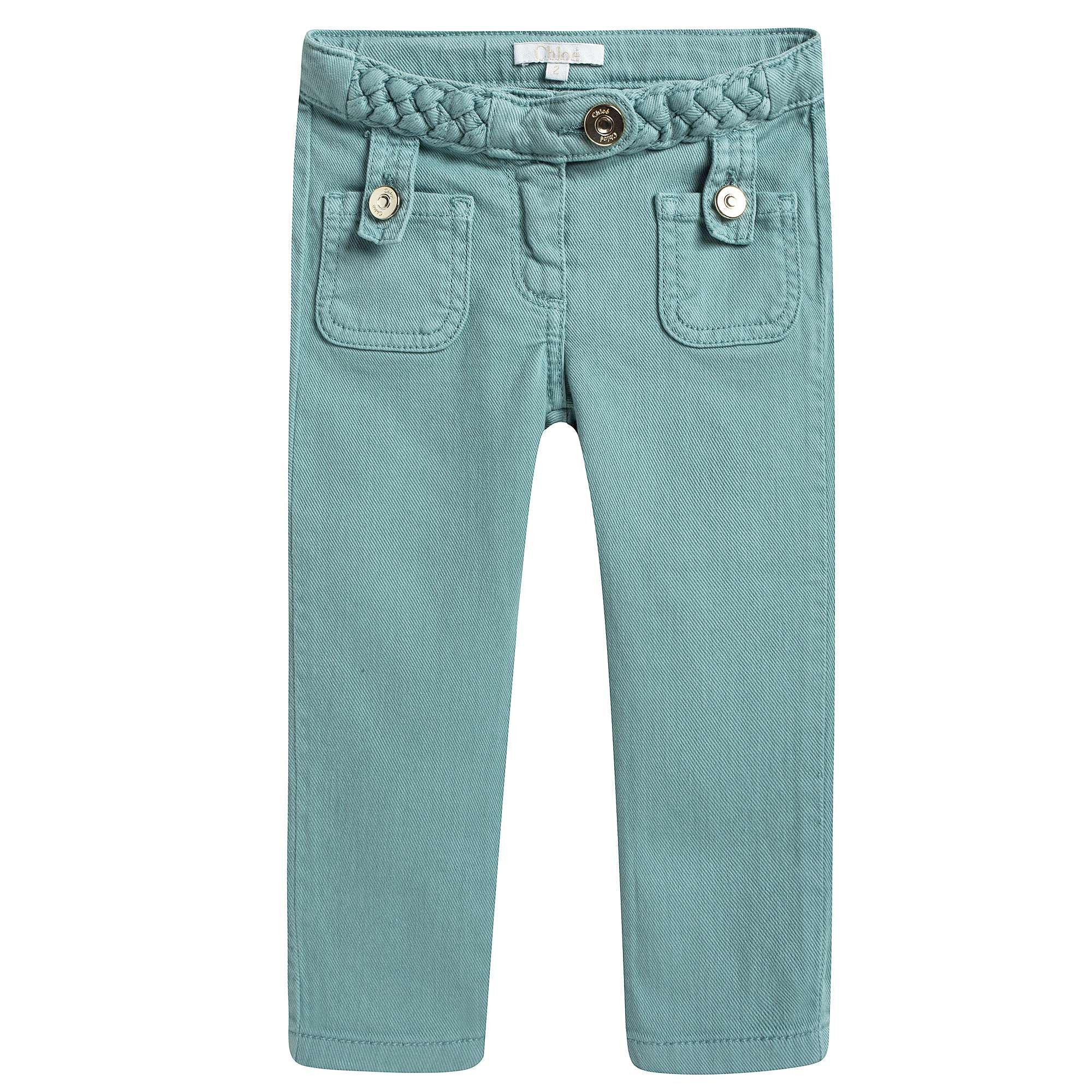 Girls Green Braided Trousers