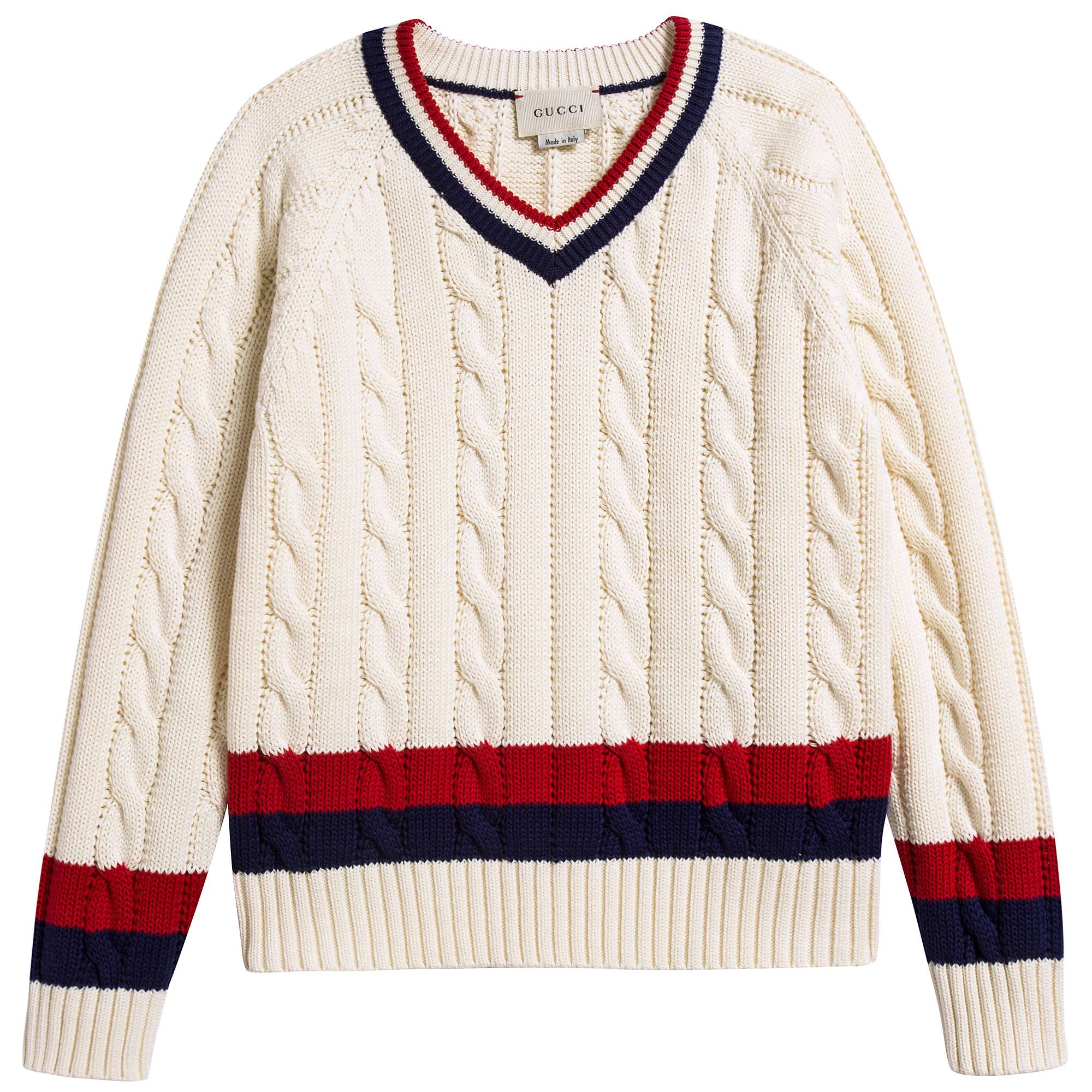 Girls White & Red Striped Sweater