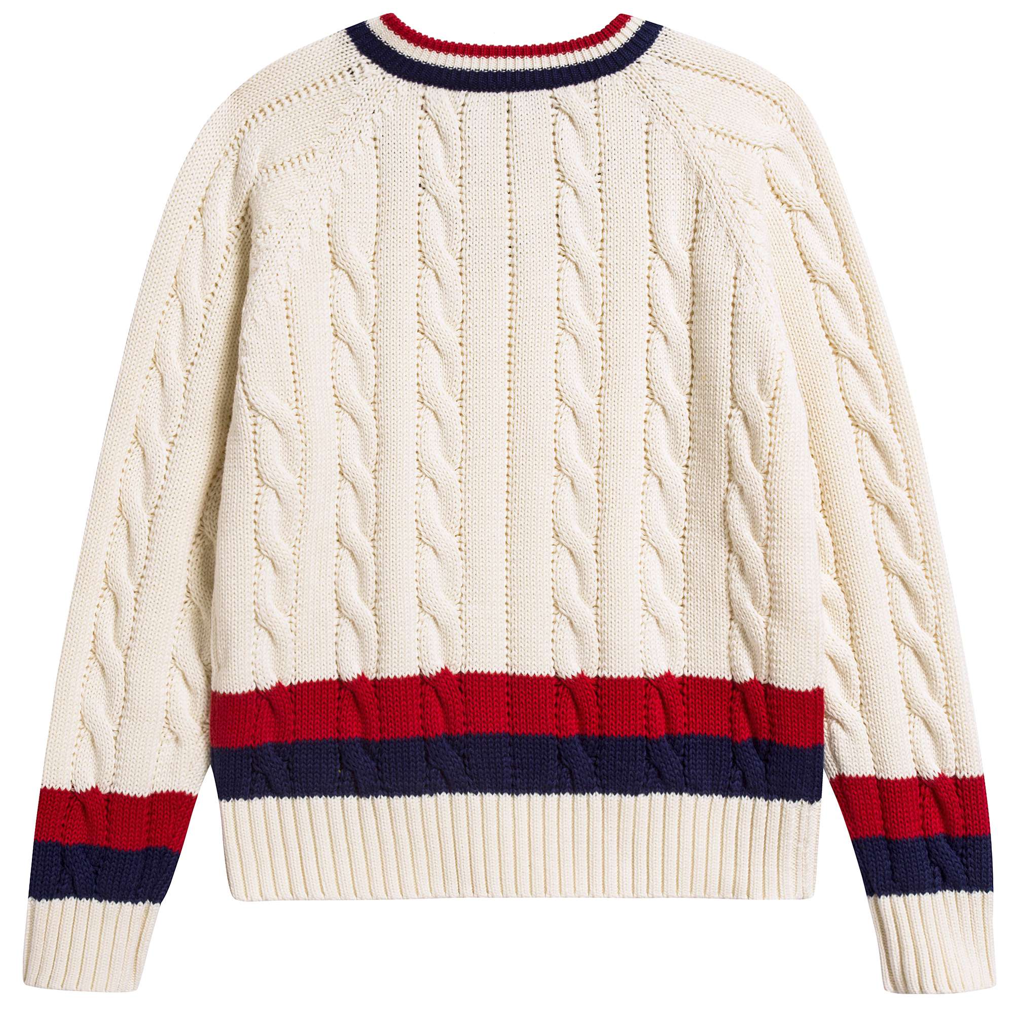 Girls White & Red Striped Sweater