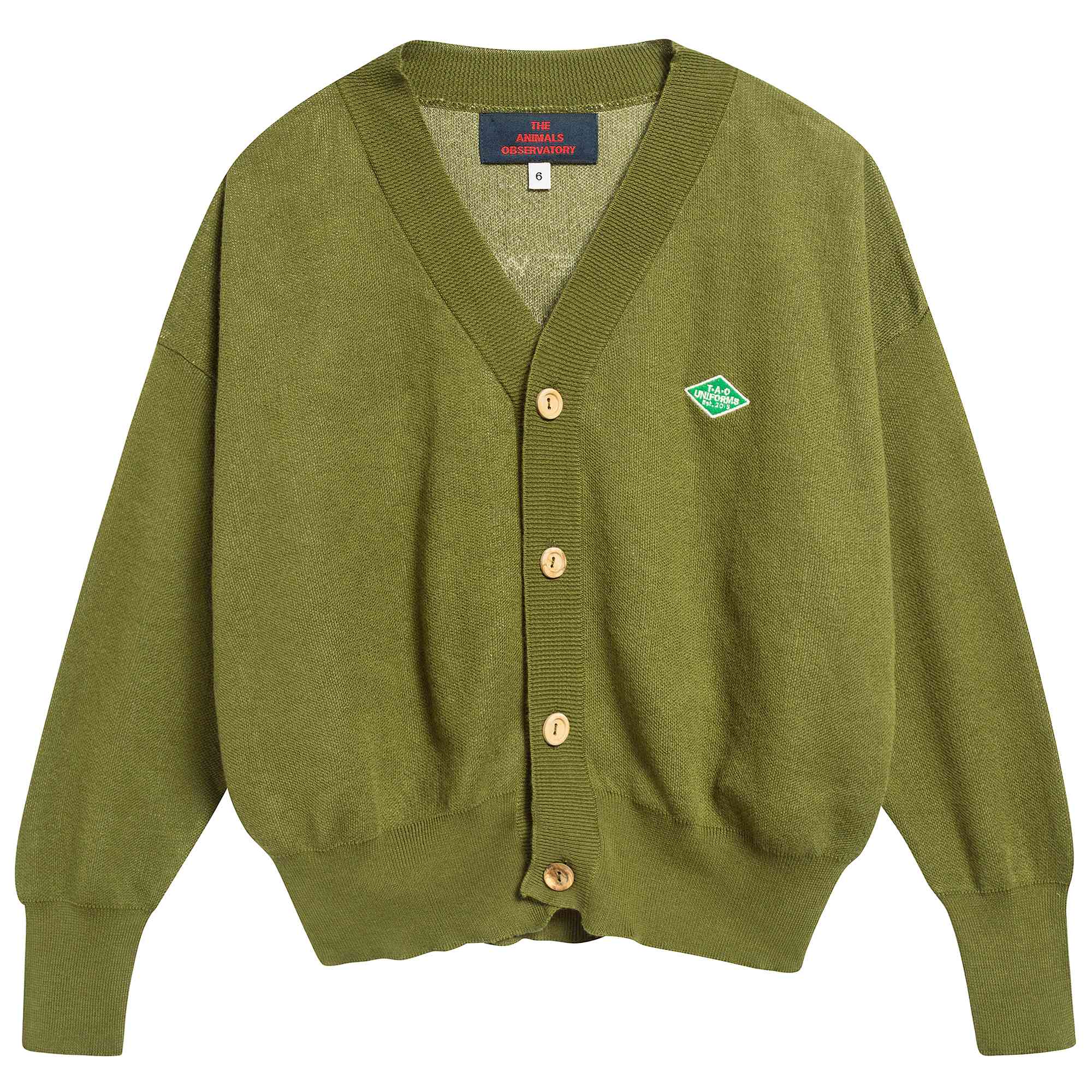 Girls Military Green Cotton Cardingan