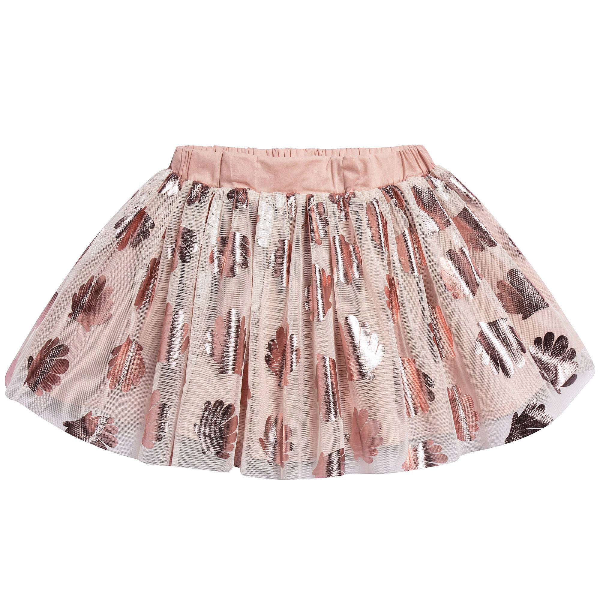 Girls Pink Flower Printed Skirt