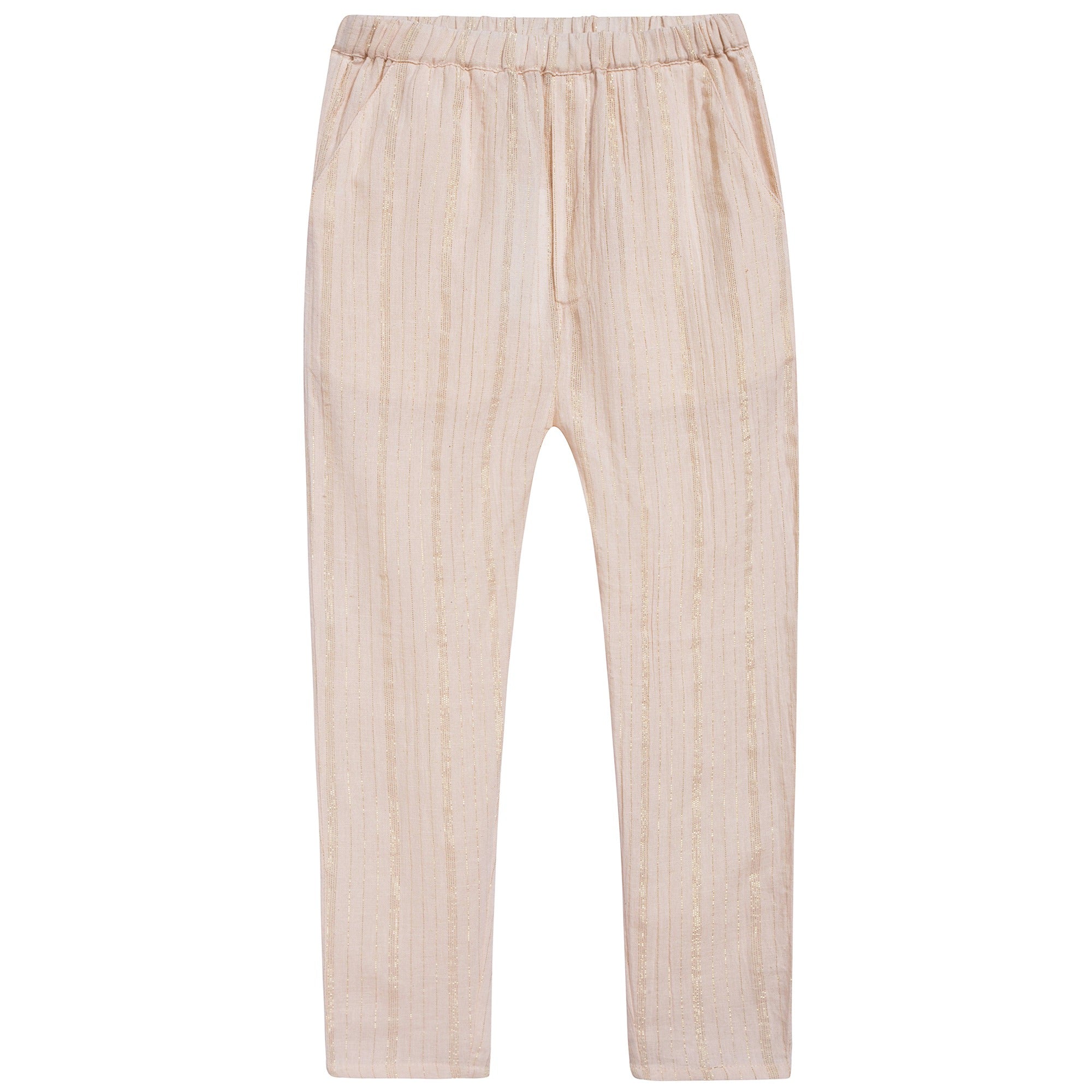 Girls Light Pink "Gold Lurex Stripes" Trousers