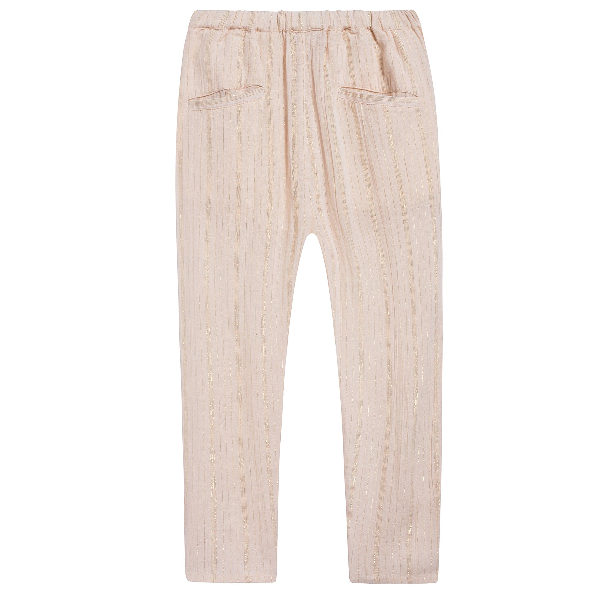 Girls Light Pink "Gold Lurex Stripes" Trousers