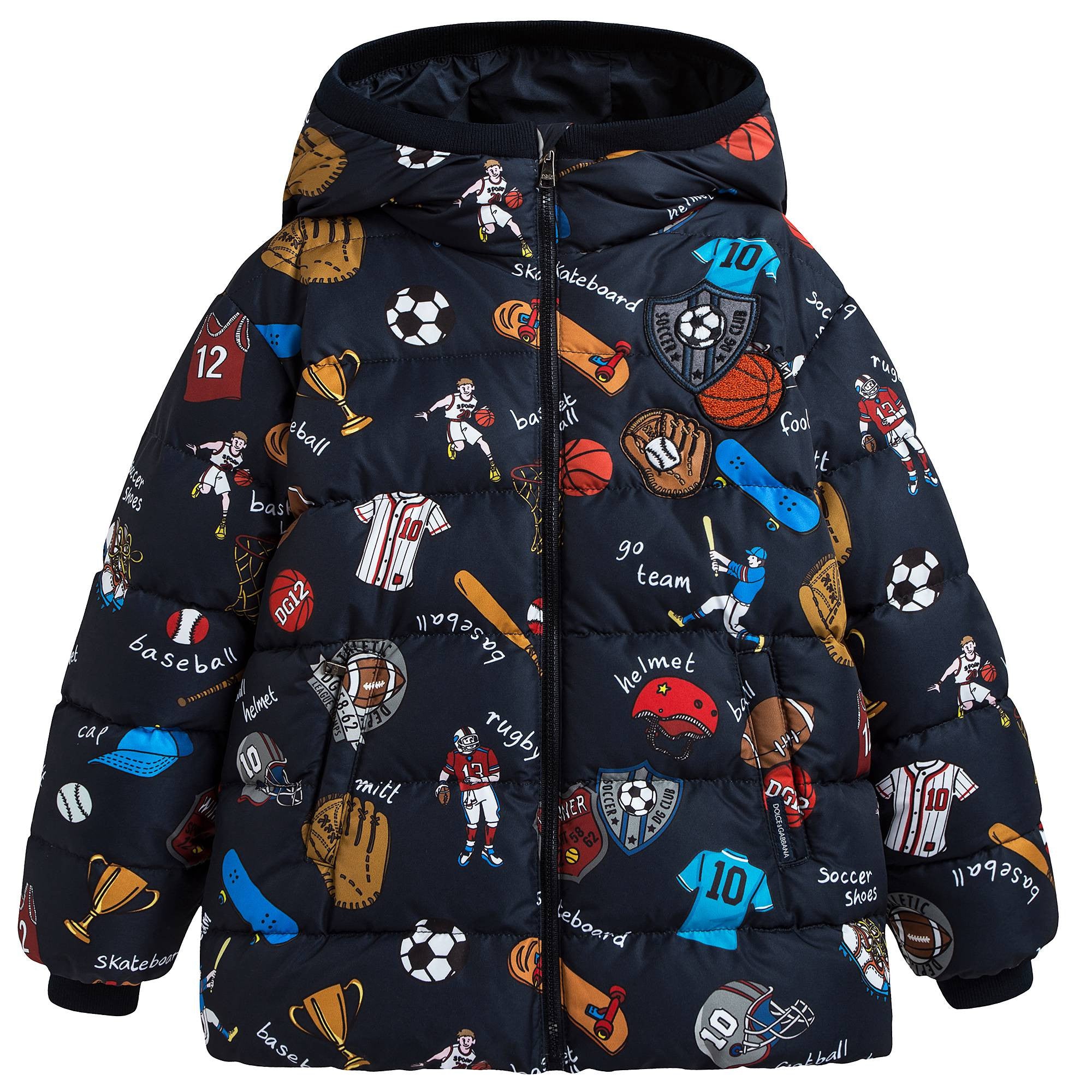 Boys Blue Sports Badge Down Padded Jacket