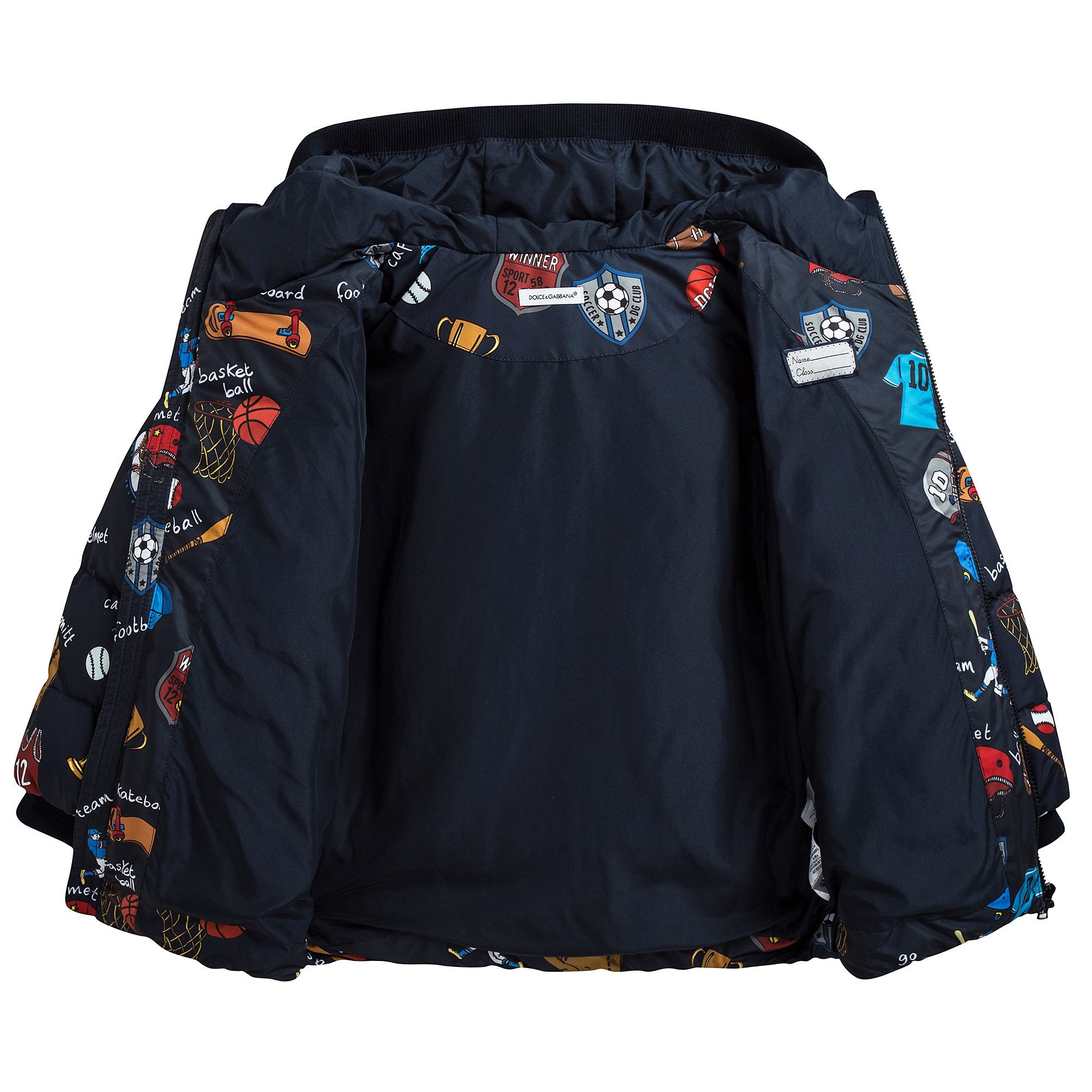 Boys Blue Sports Badge Down Padded Jacket