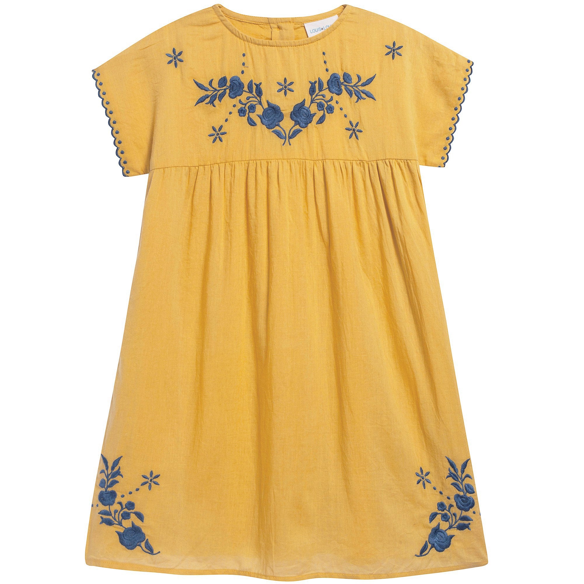 Girls Saffron Printed Cotton Dress