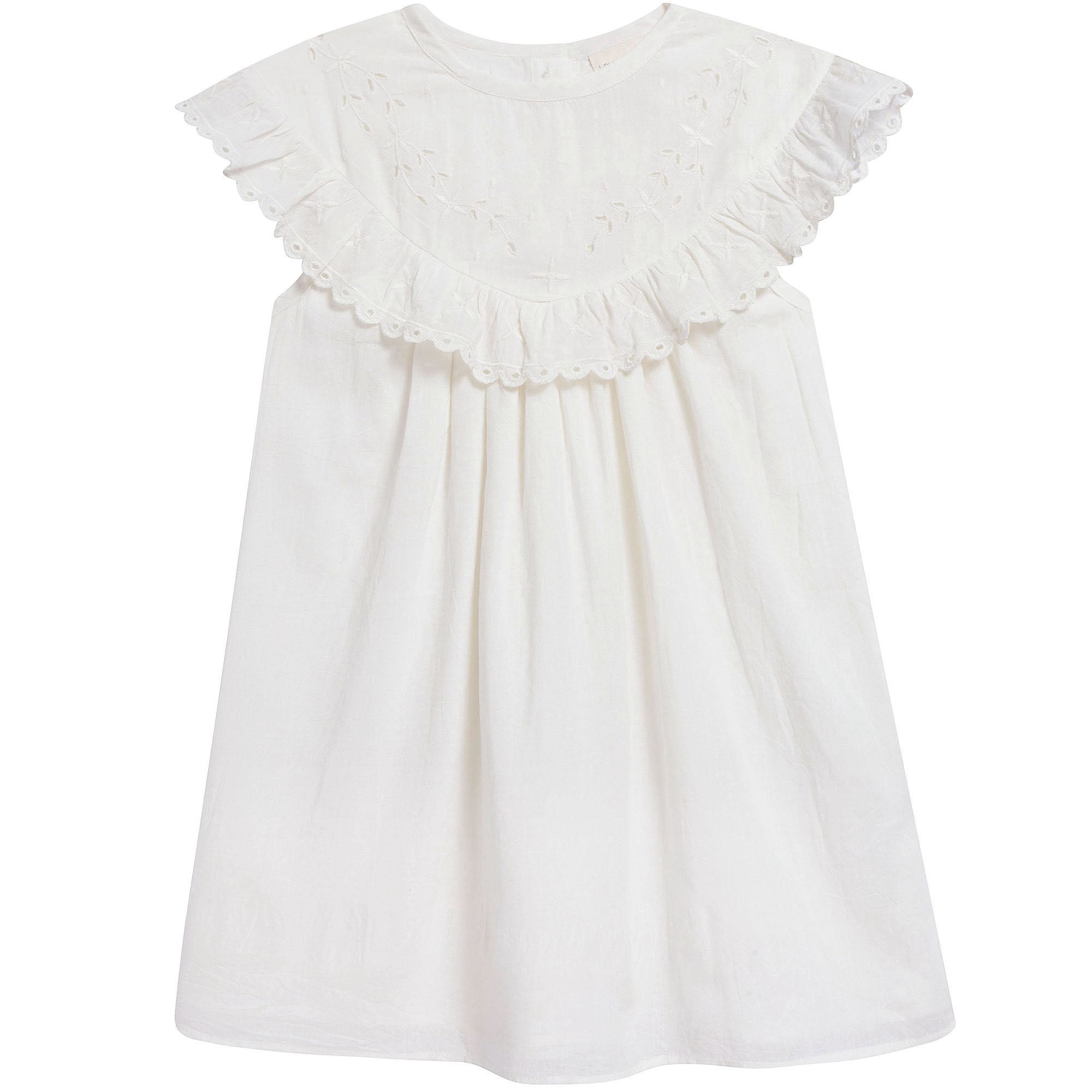 Girls Off White Cotton Dress