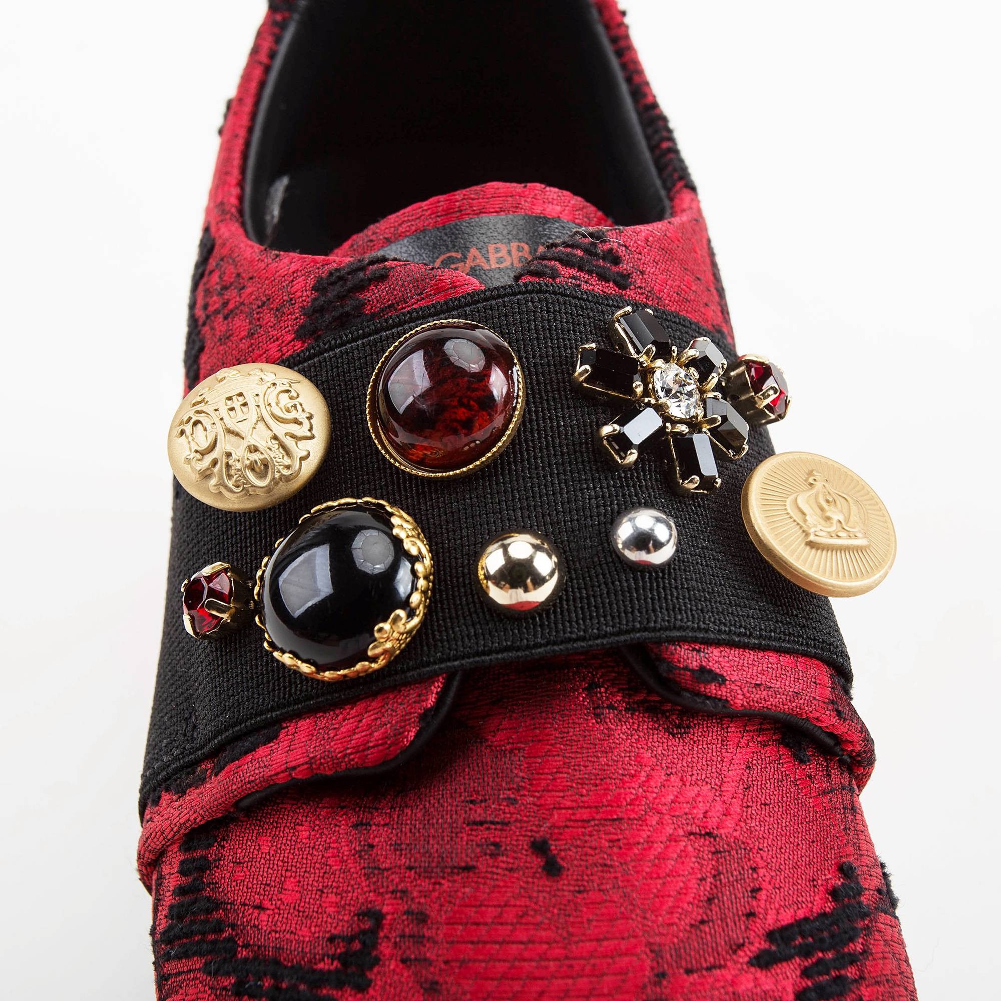 Girls Red & Black Slip-on Sneakers With Swarovski Rhinestones