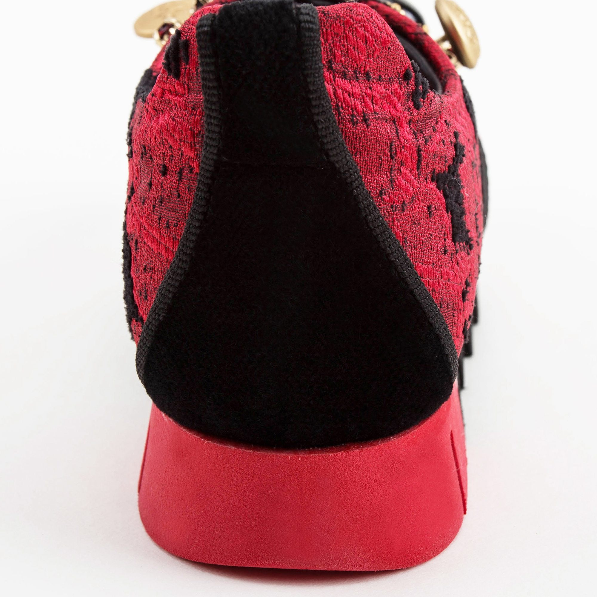 Girls Red & Black Slip-on Sneakers With Swarovski Rhinestones