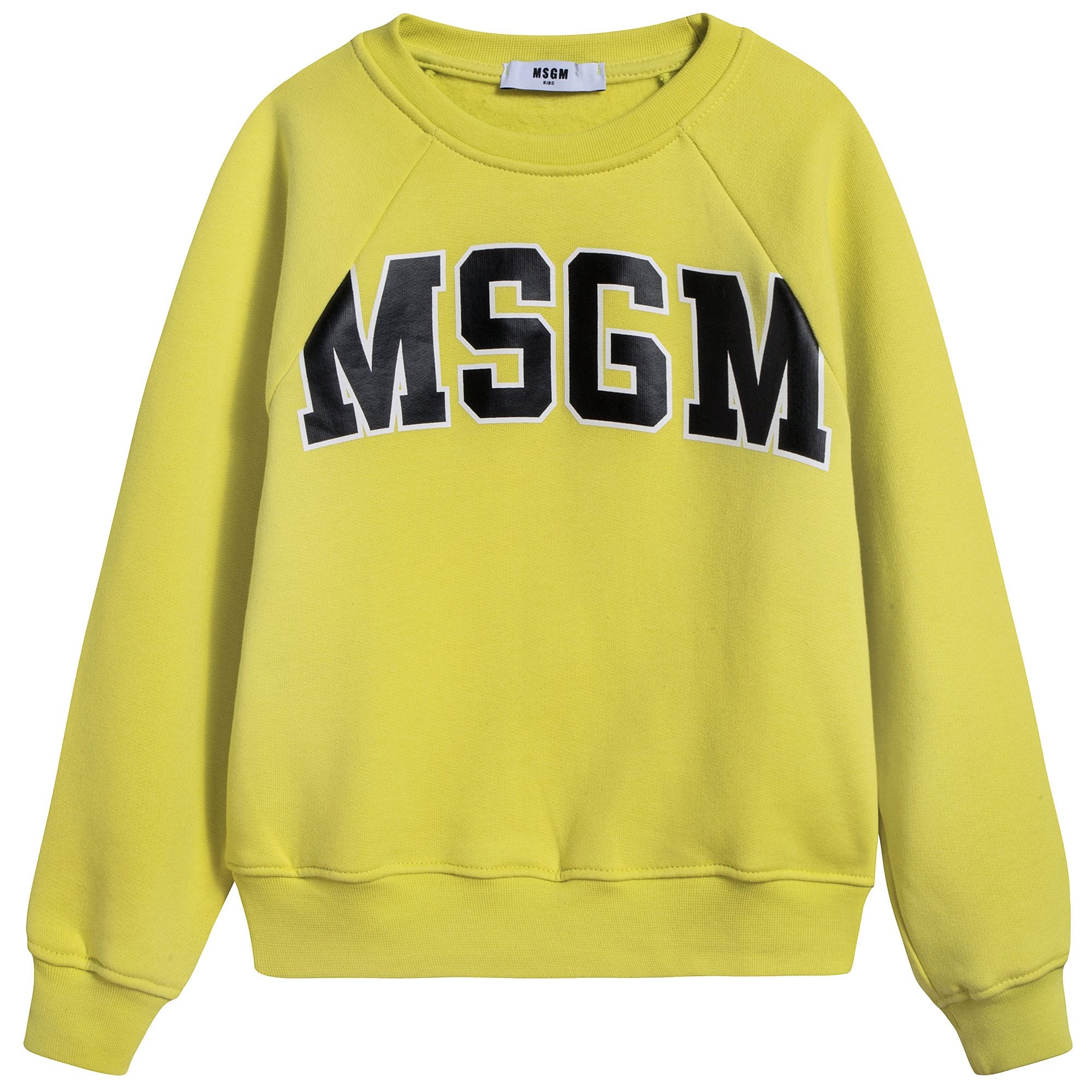 Girls Fluo Yellow Logo Cotton Sweatshirt