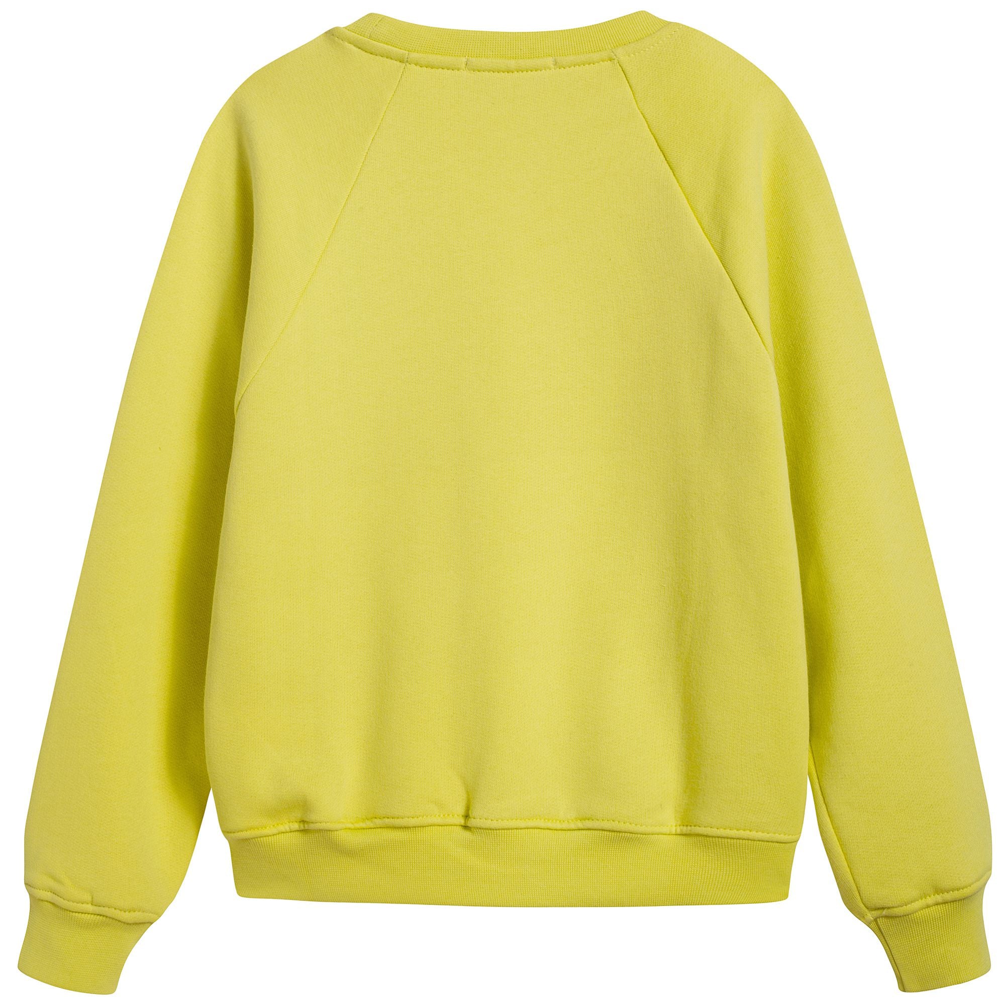 Girls Fluo Yellow Logo Cotton Sweatshirt