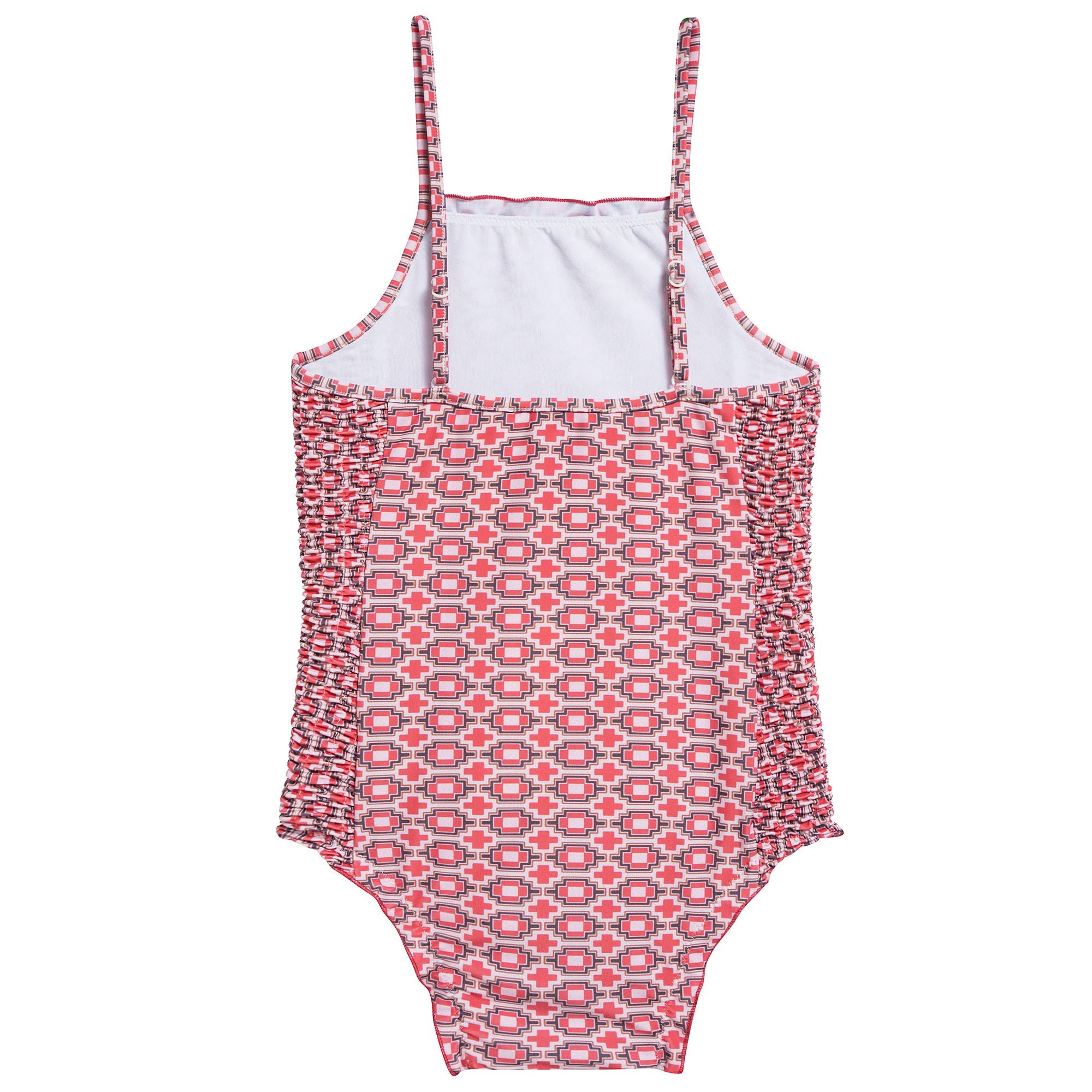 Girls Red Kaleido Print Jersey Swimsuit