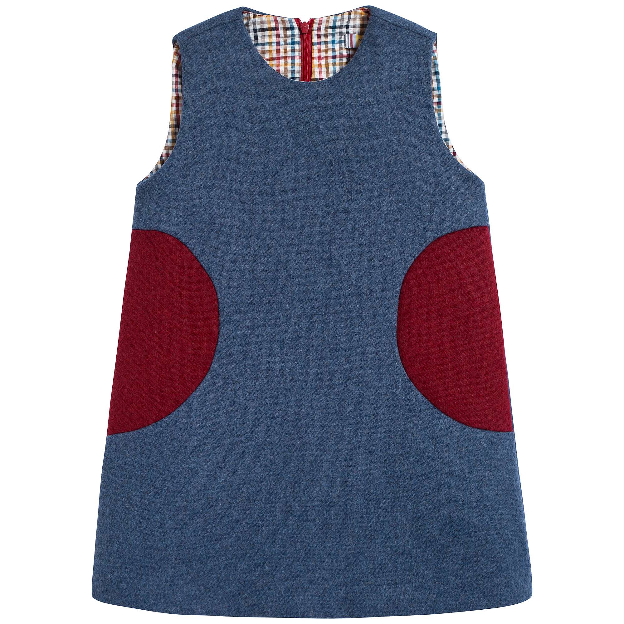 Girls Blue & Red Wool Dress