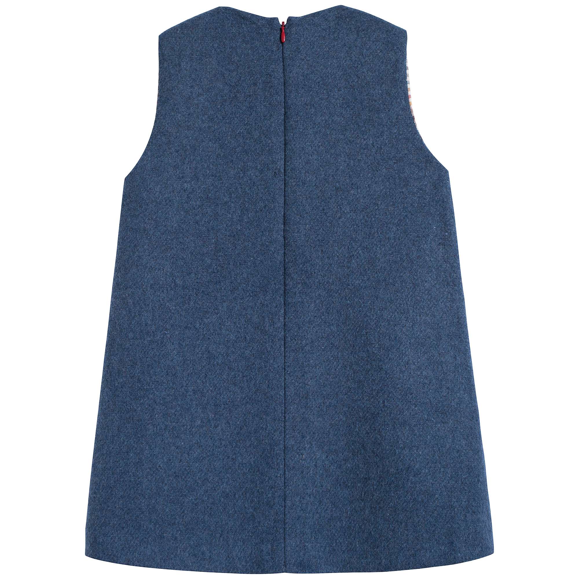 Girls Blue & Red Wool Dress