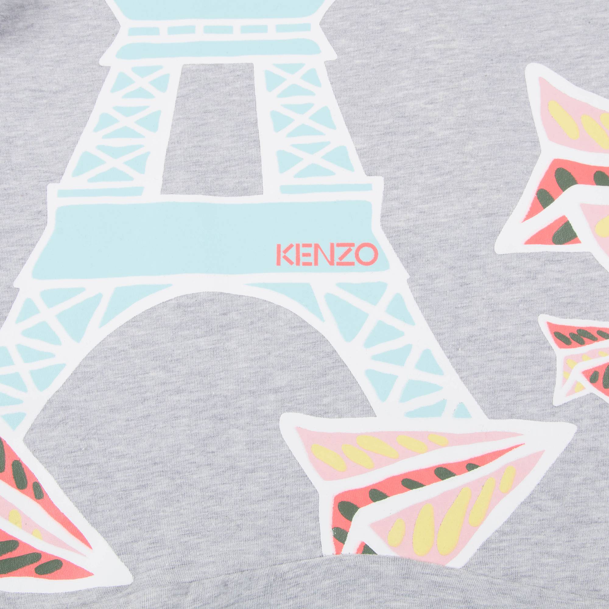 Girls Marl Grey Cotton Printed Dress