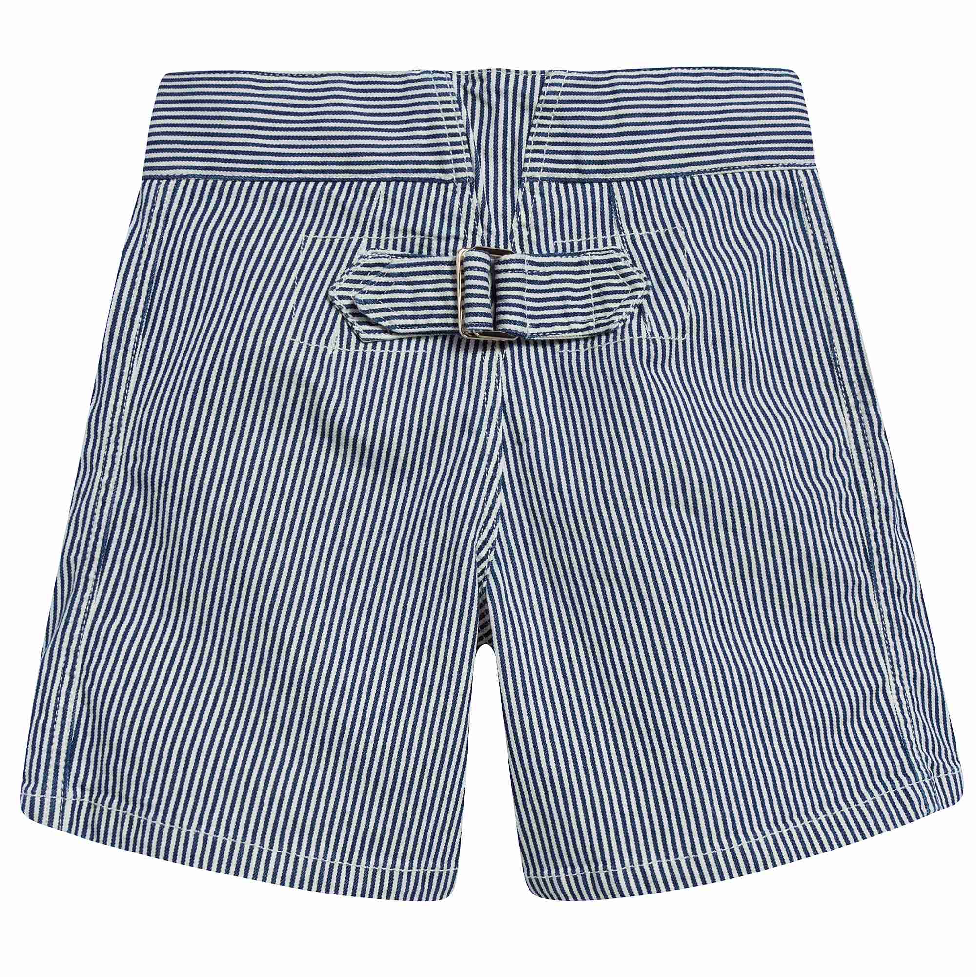 Girls Blue Striped Cotton Shorts