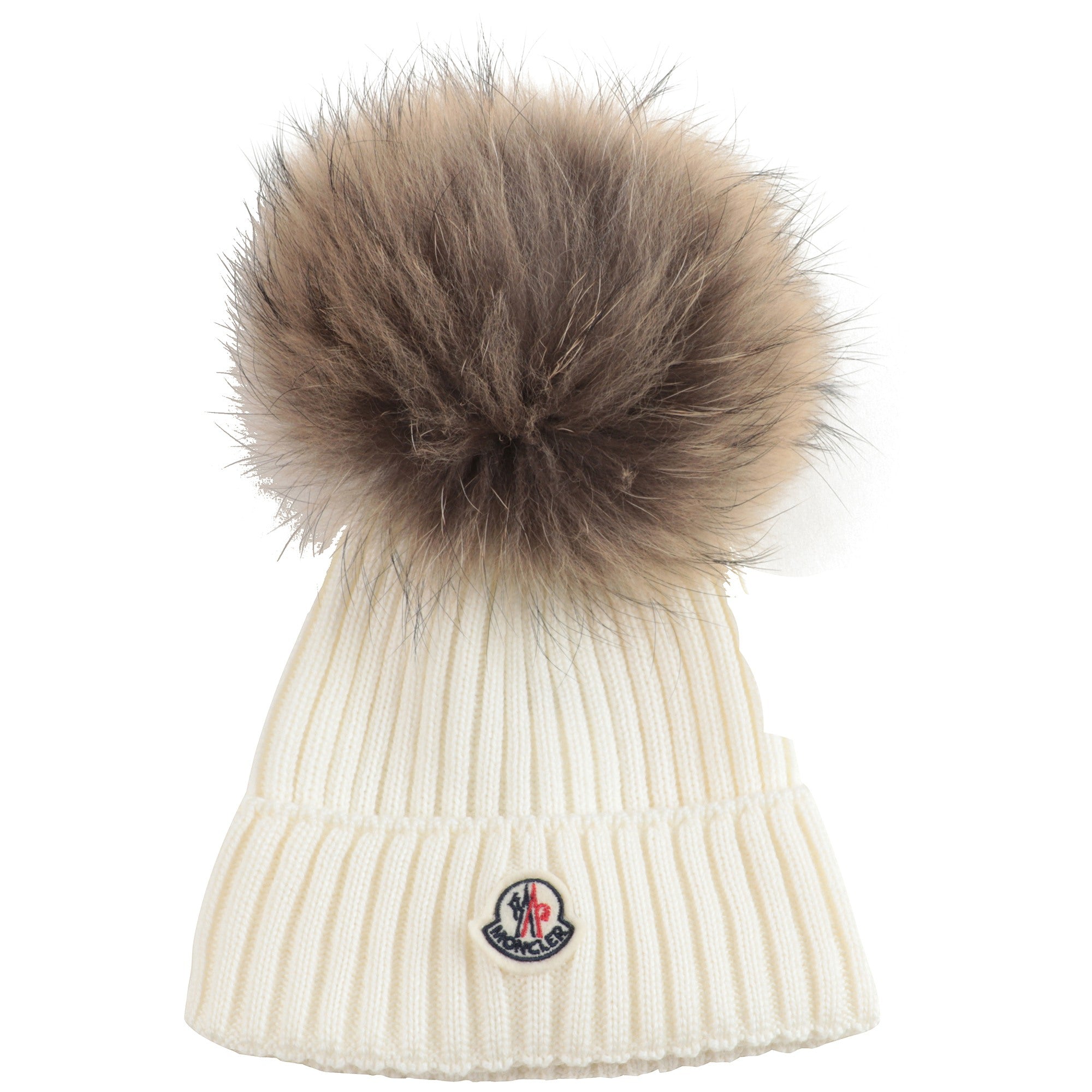 Girls White Logo Virgin Wool Hat
