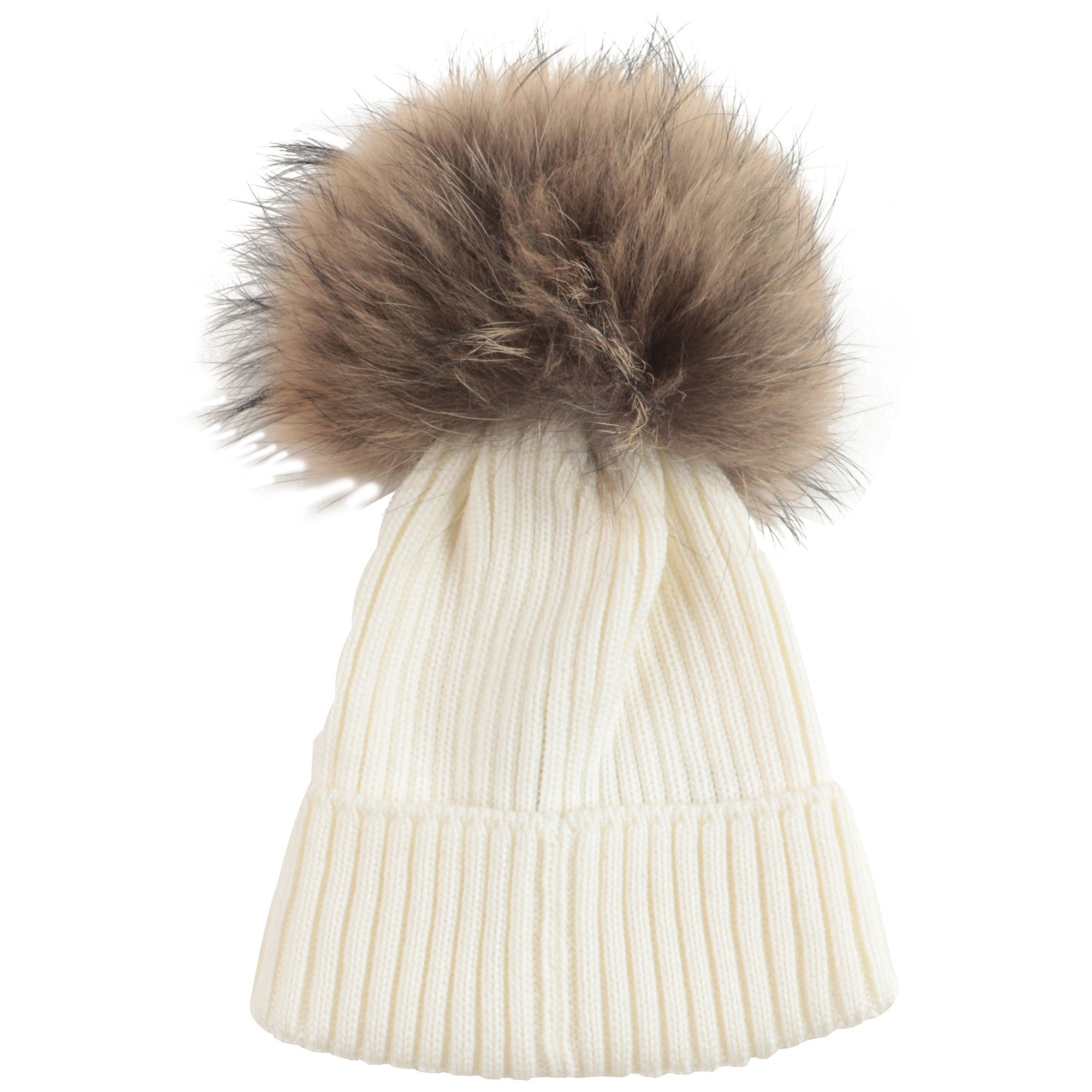 Girls White Logo Virgin Wool Hat