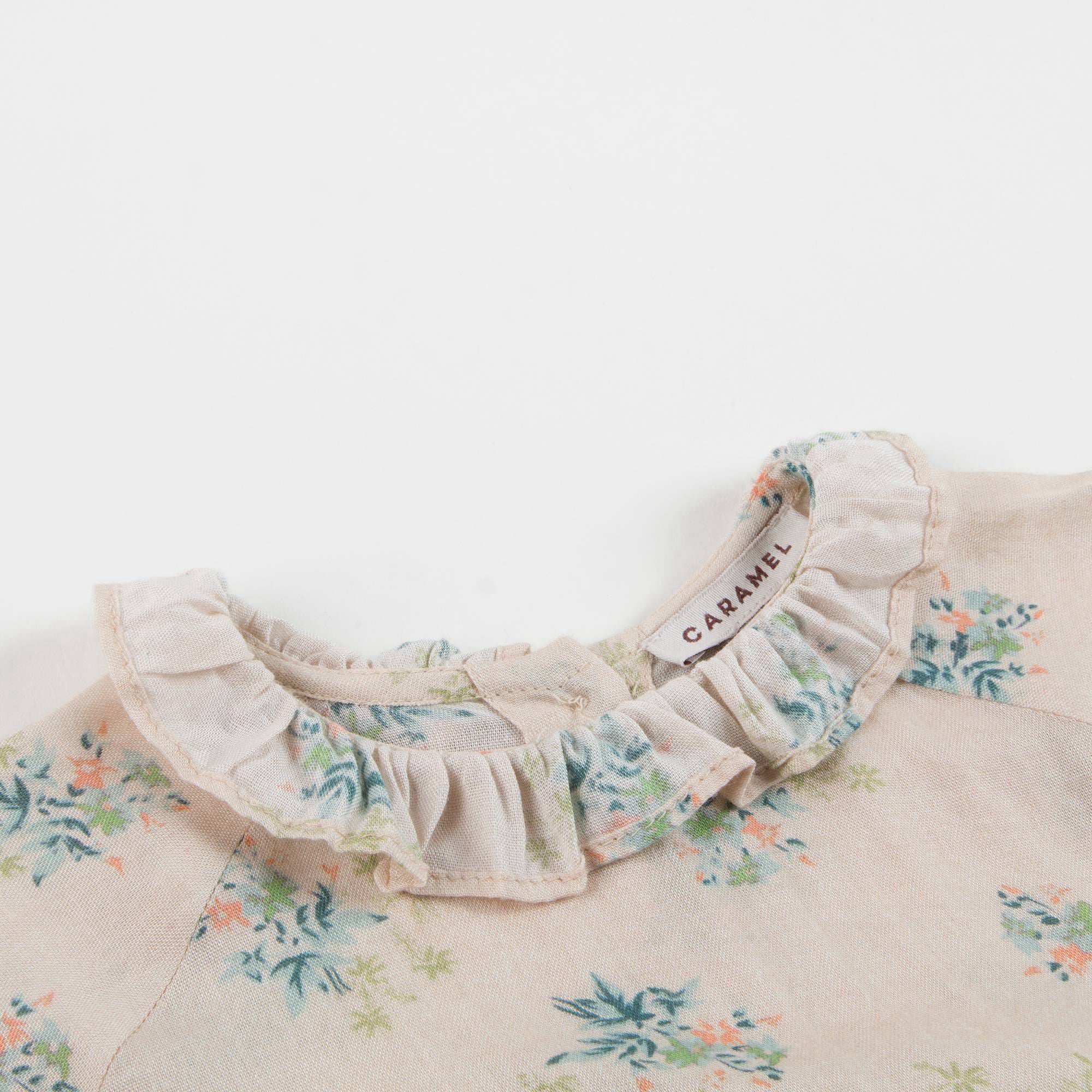 Baby Girls Ivory Flowers Printed Woven Blouse
