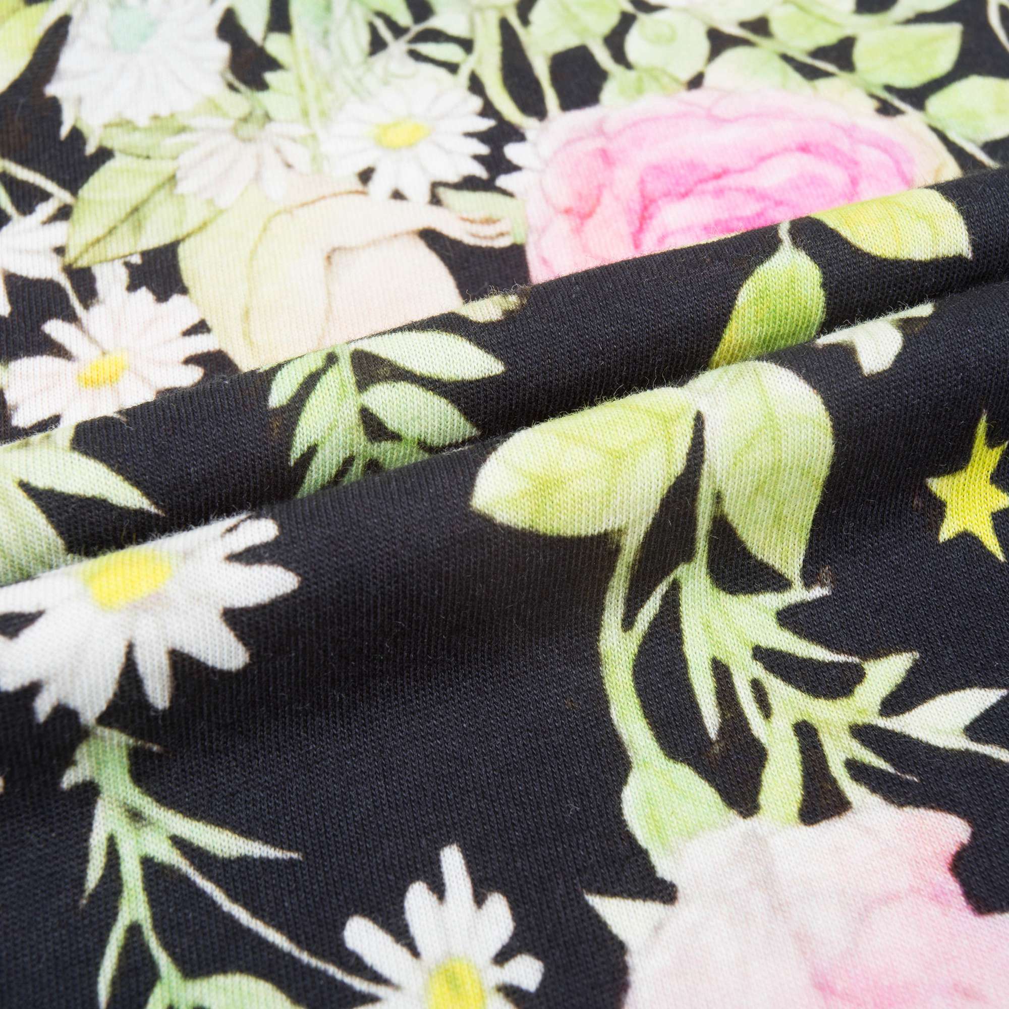Girls Black Multicolor Cat T-shirt