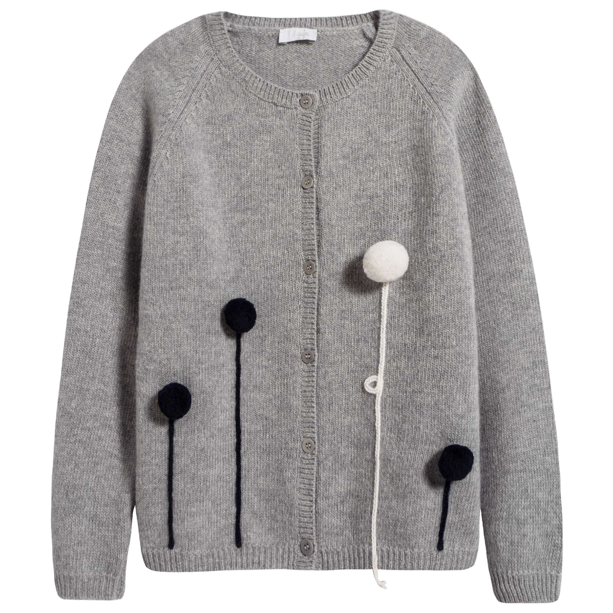 Girls Grey Balloon Wool Cardigan