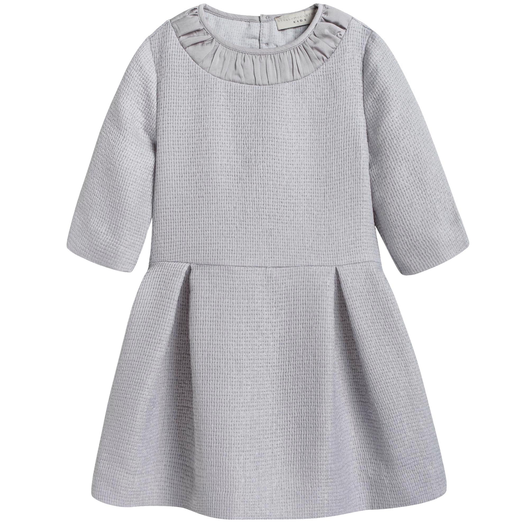 Girls Heather Grey Cotton Crew Collar 'Anaise' Dress