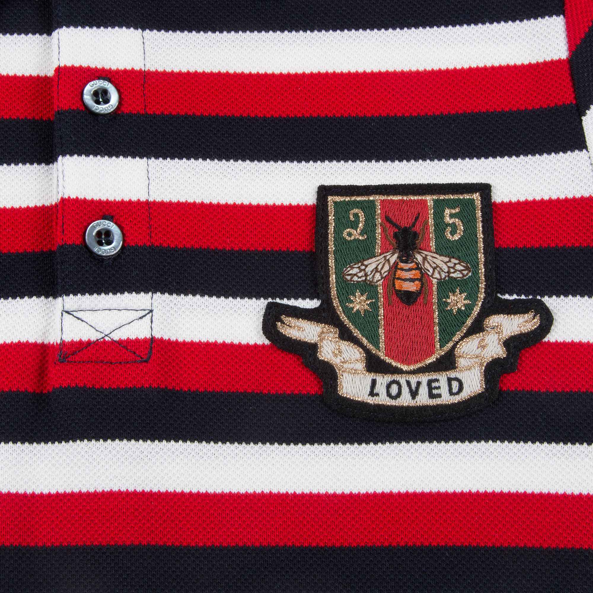 Boys Red & Navy Striped Cotton Polo Shirt