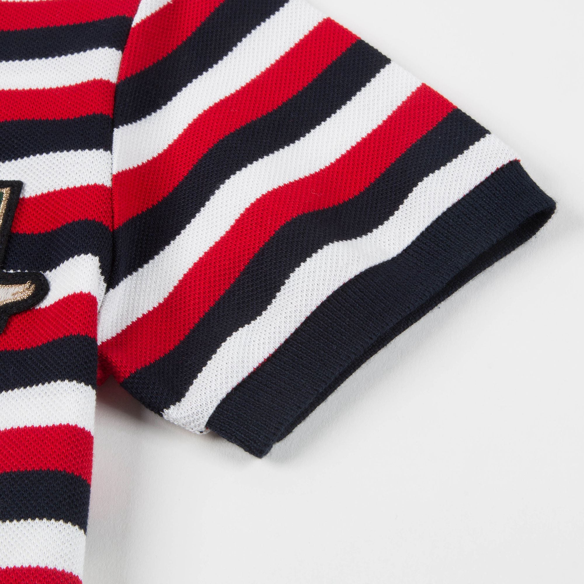 Boys Red & Navy Striped Cotton Polo Shirt