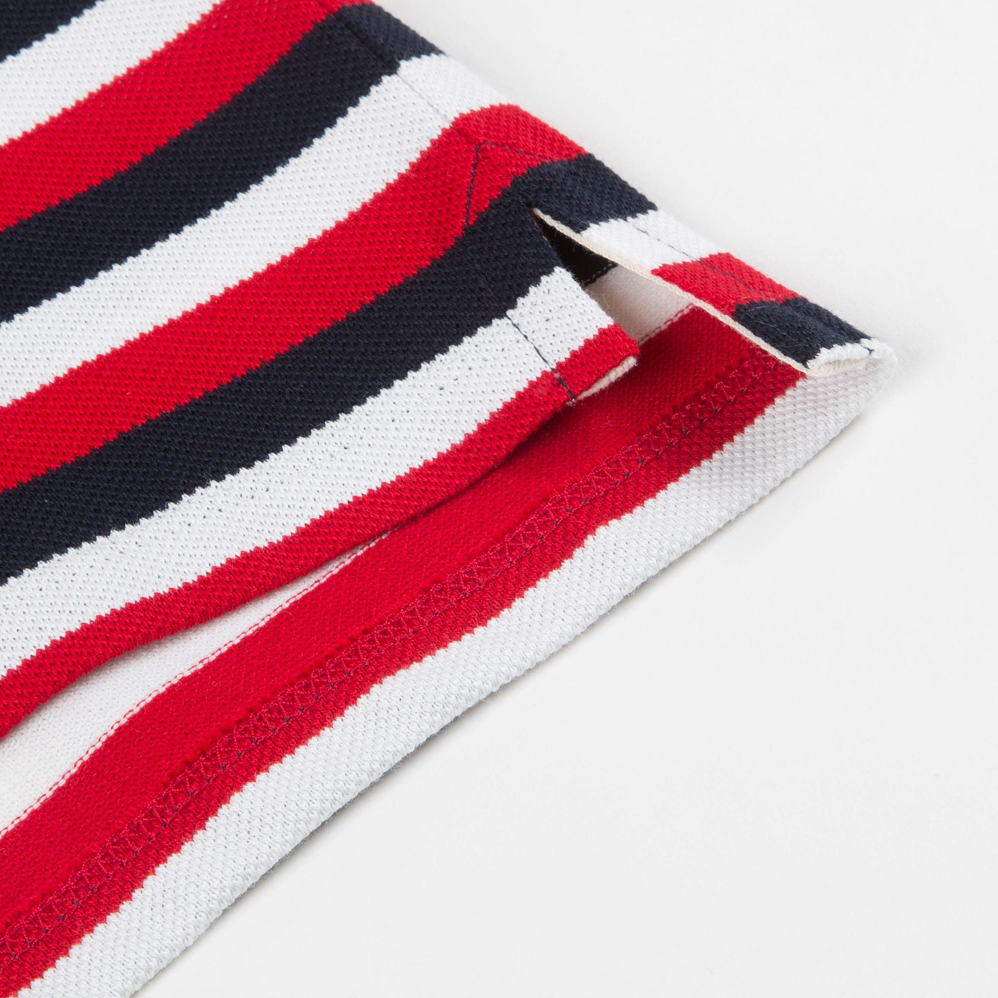 Boys Red & Navy Striped Cotton Polo Shirt