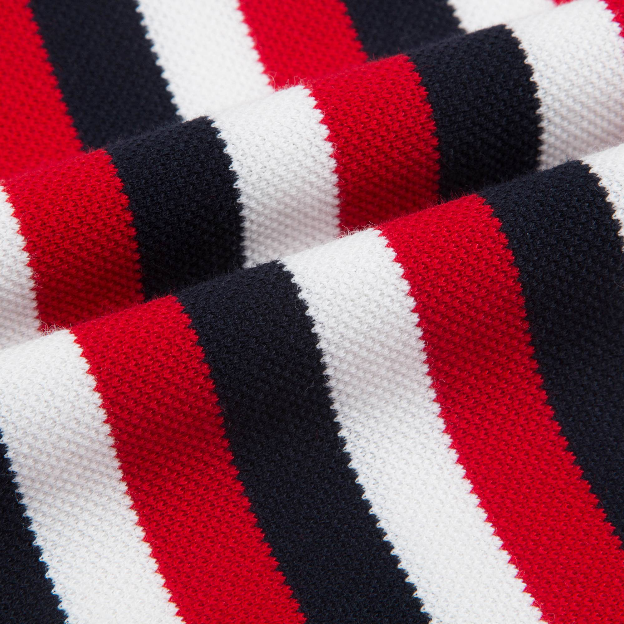 Boys Red & Navy Striped Cotton Polo Shirt