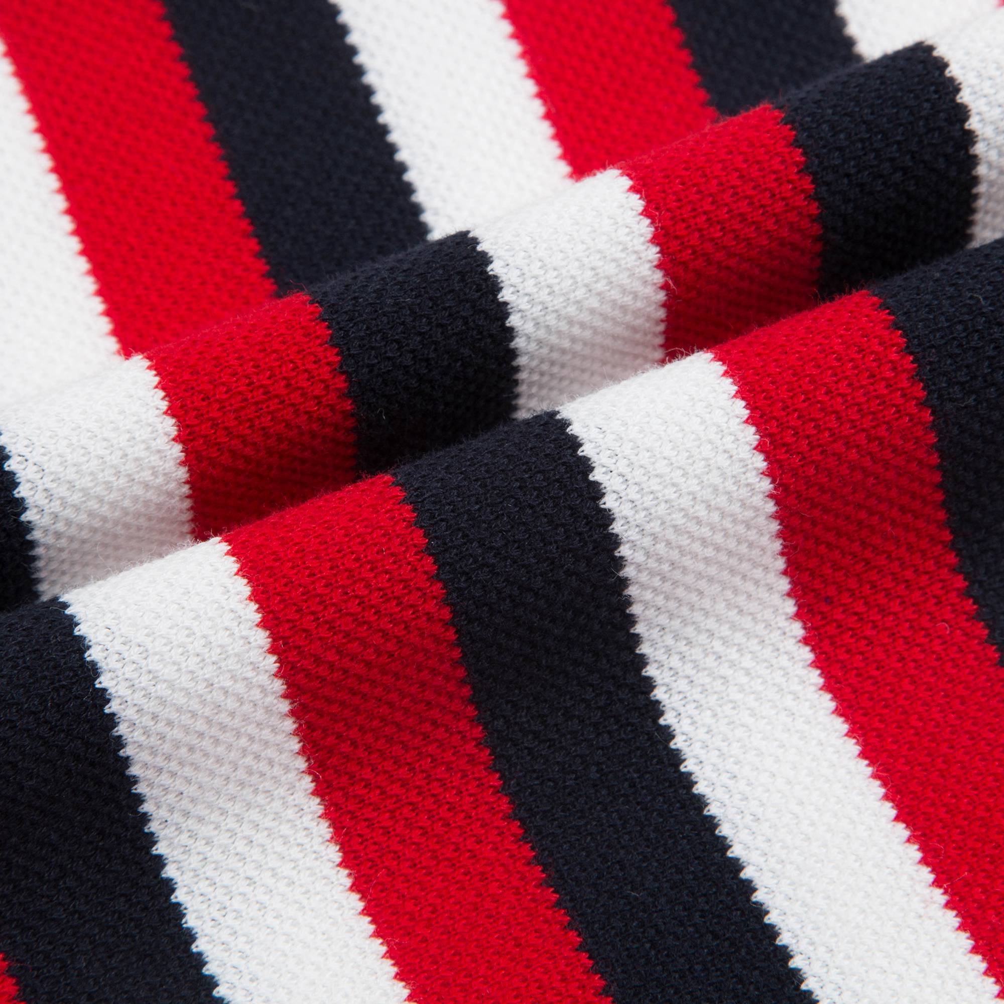 Baby Boys Red & Navy Striped Cotton Polo Shirt
