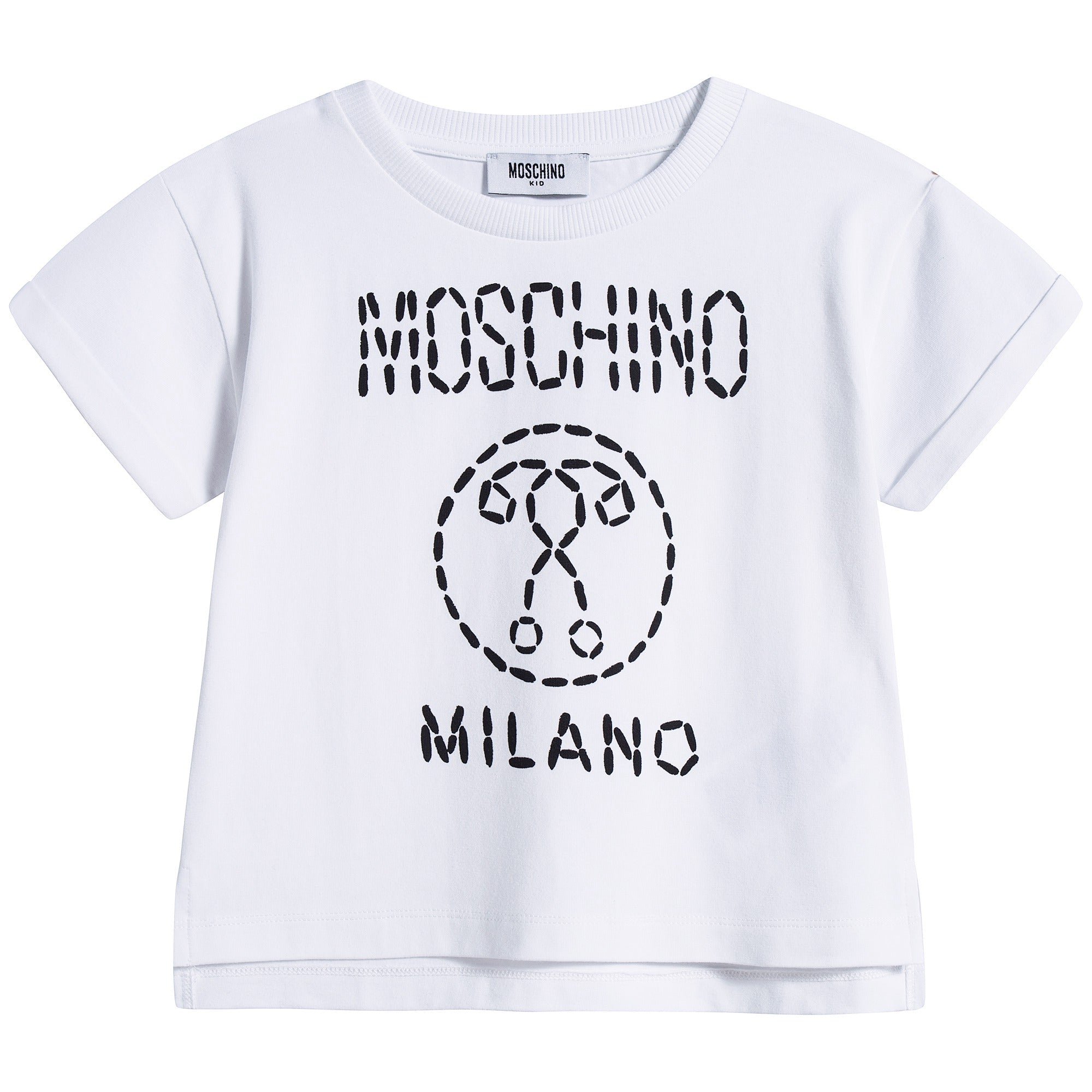 Girls White Logo Cotton T-shirt