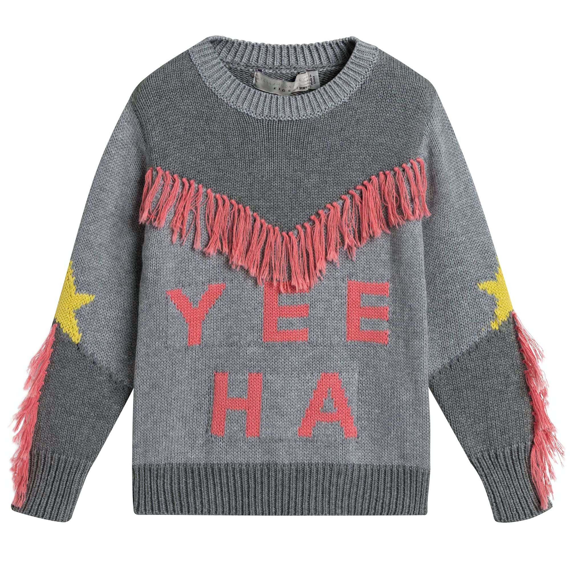 Girls Grey 'Blossom' Sweater With Alphabet Trims - CÉMAROSE | Children's Fashion Store - 1