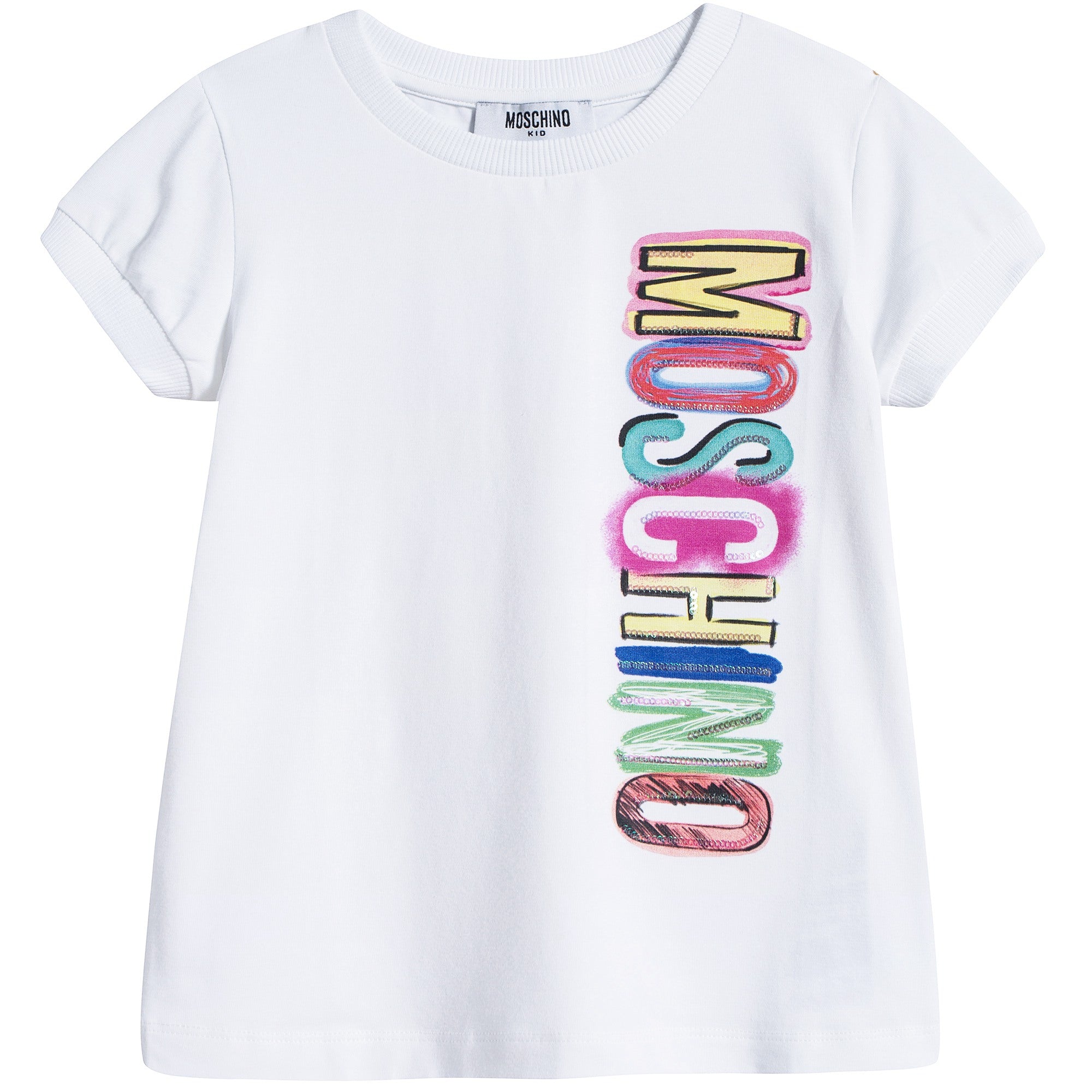 Girls White Logo Cotton T-shirt