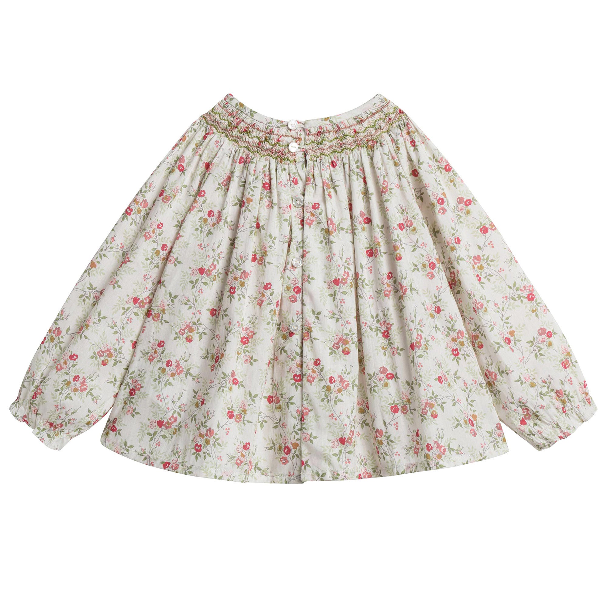 Baby Girls Sweet Pink Allover Flower Printed Rib Collar Blouse - CÉMAROSE | Children's Fashion Store - 2
